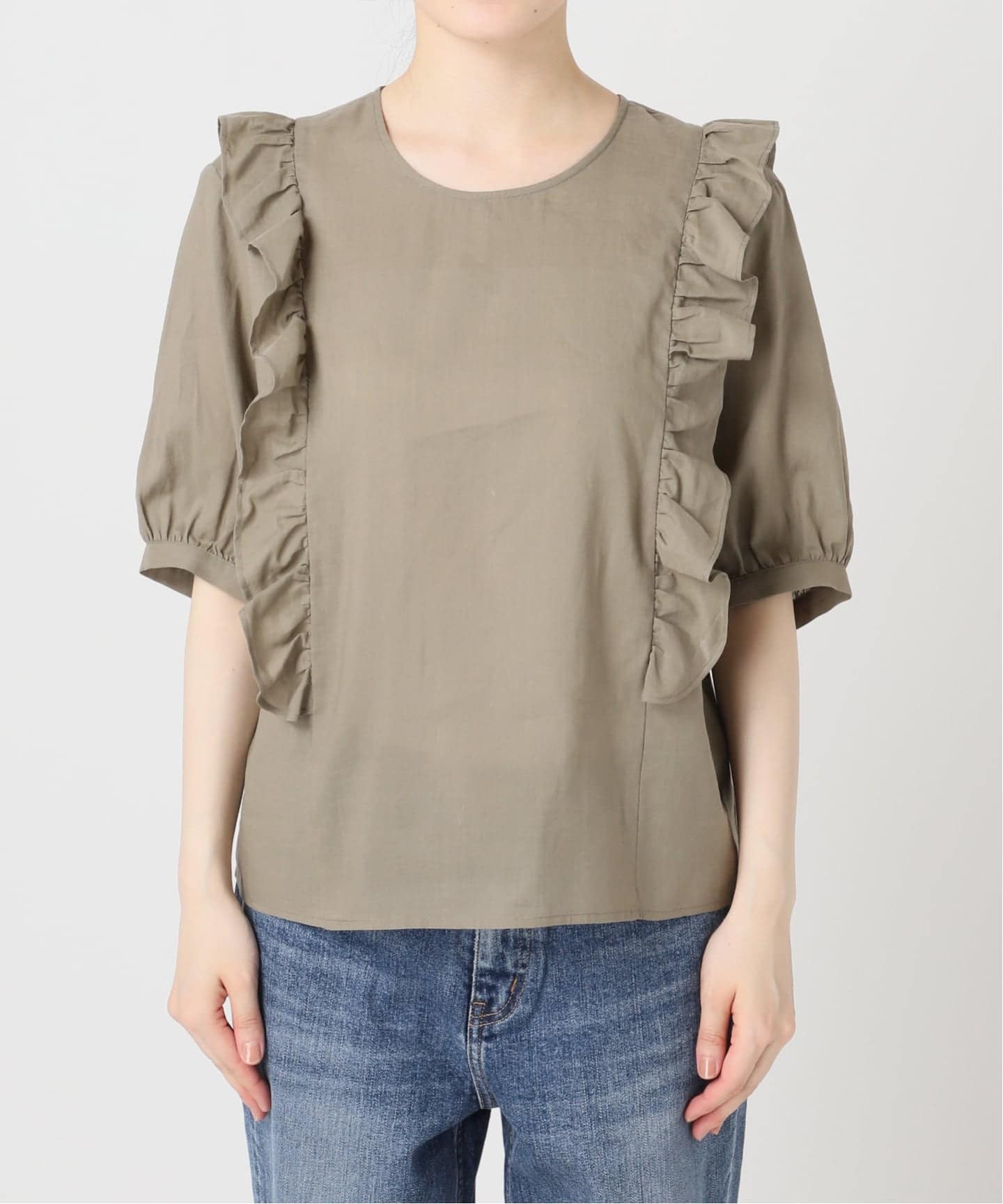 ラミーコットンラッフルフリルブラウス（シャツ／ブラウス）｜Spick