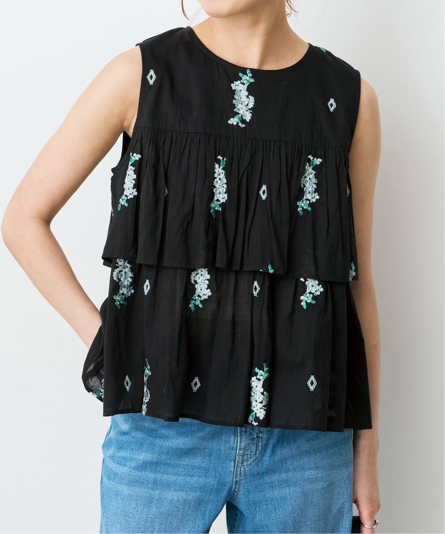 ne Quittez pas / ヌキテパ Cotton Voile Jasmine Embroidery Slee