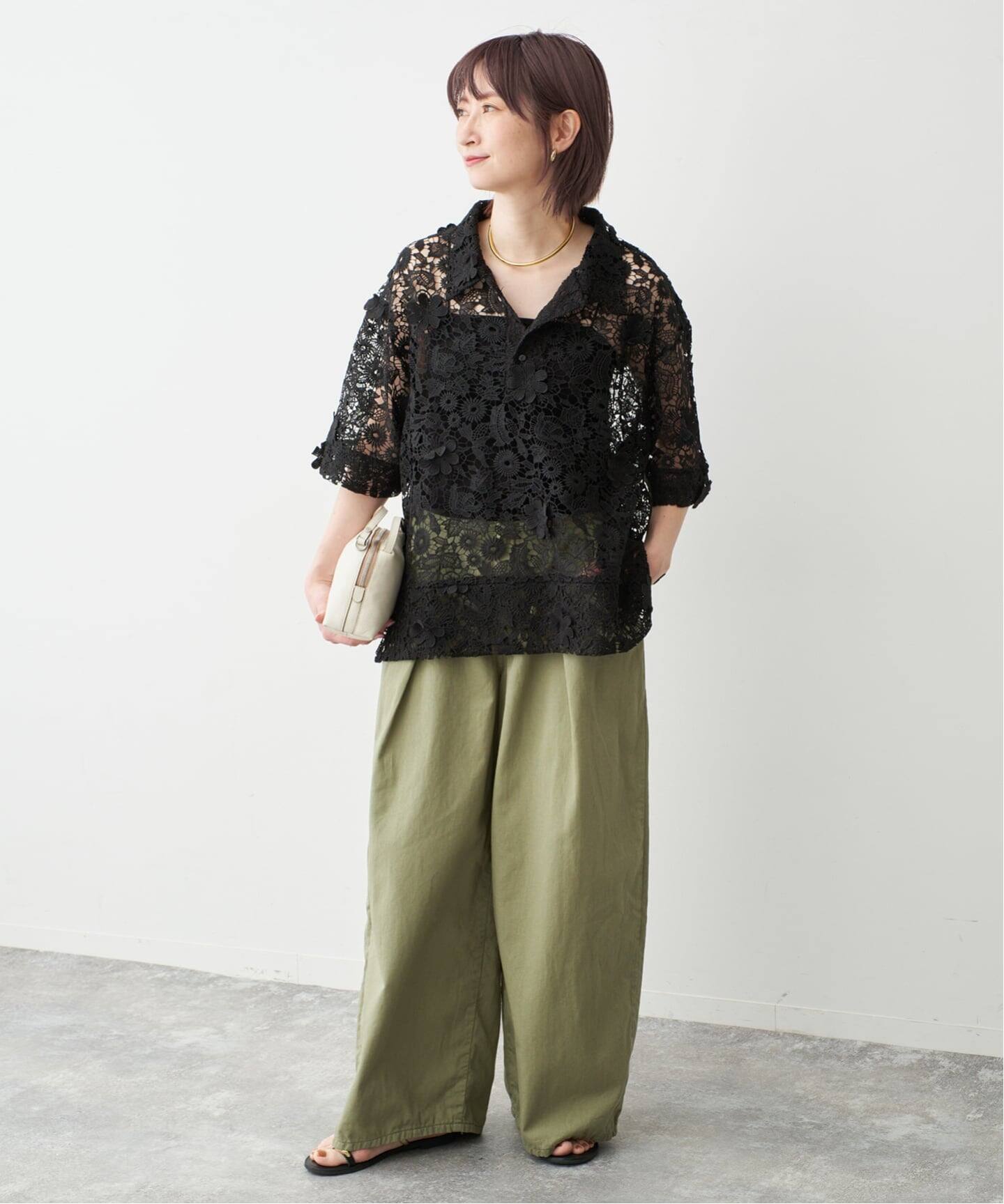 一部店舗+WEB限定》LAYAS/レイヤーズ レース半袖シャツ（シャツ