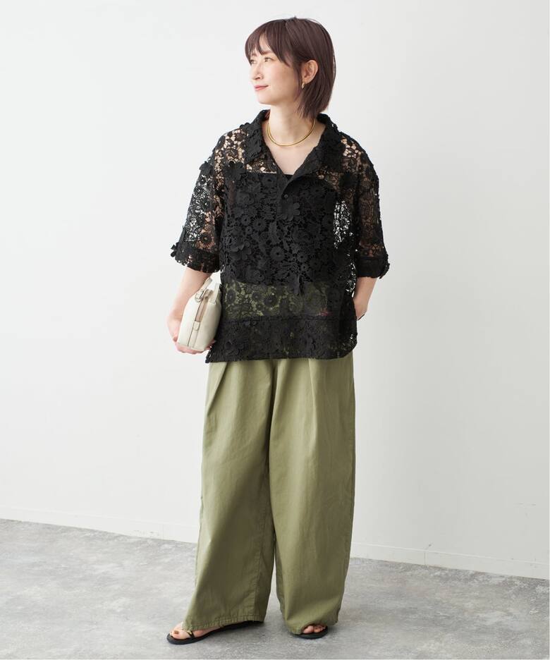 一部店舗+WEB限定》LAYAS/レイヤーズ レース半袖シャツ（シャツ 