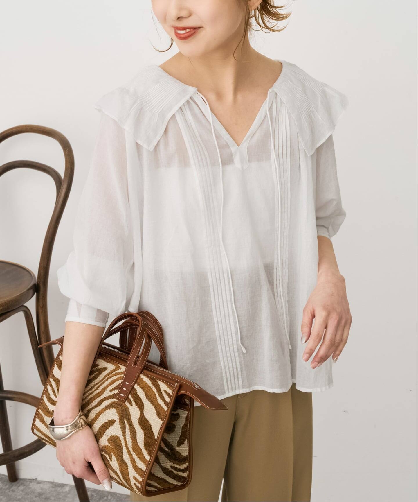 ne Quittez pas / ヌキテパ 別注Frill Collar Blouse*（シャツ