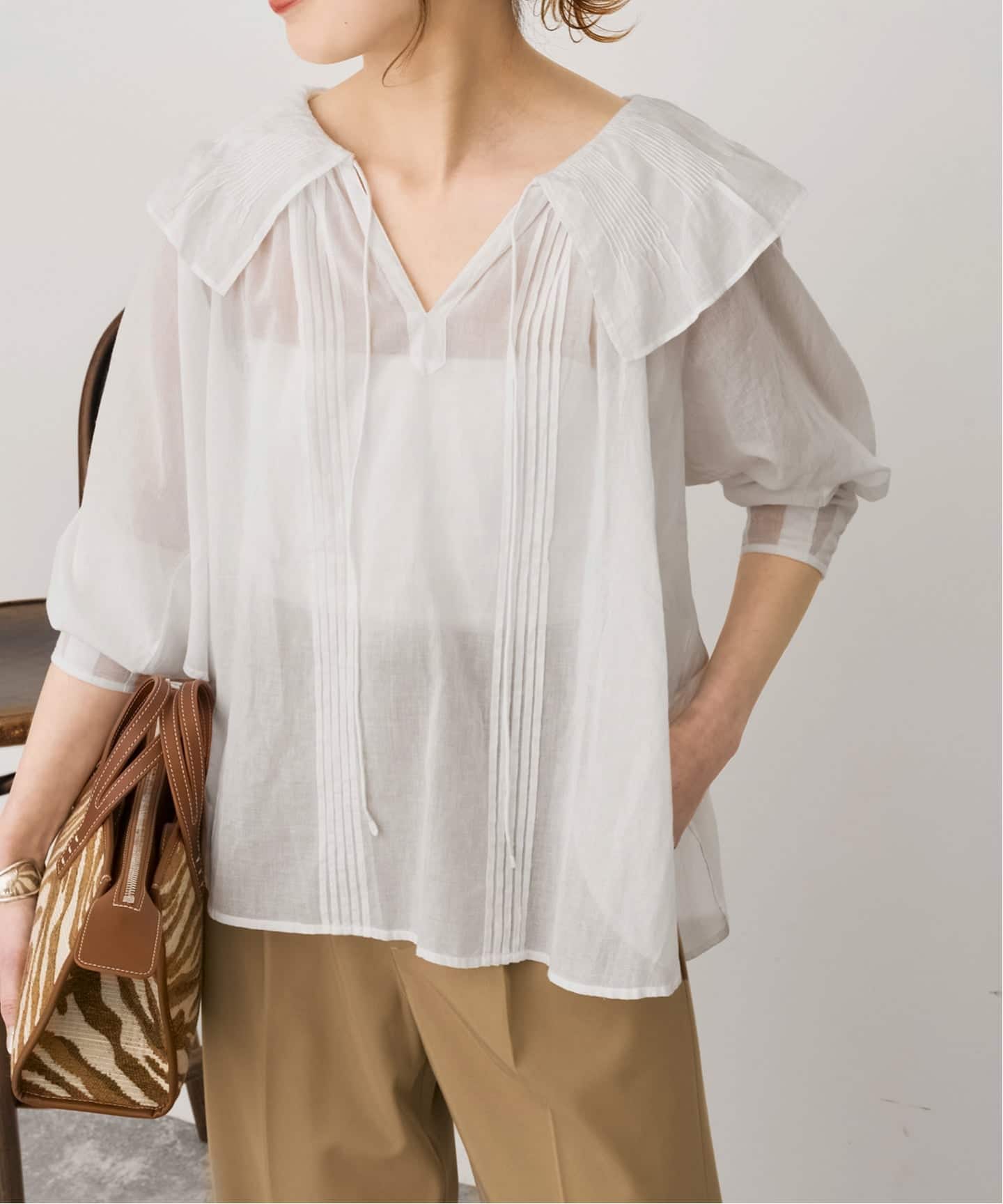 ne Quittez pas / ヌキテパ 別注Frill Collar Blouse*（シャツ