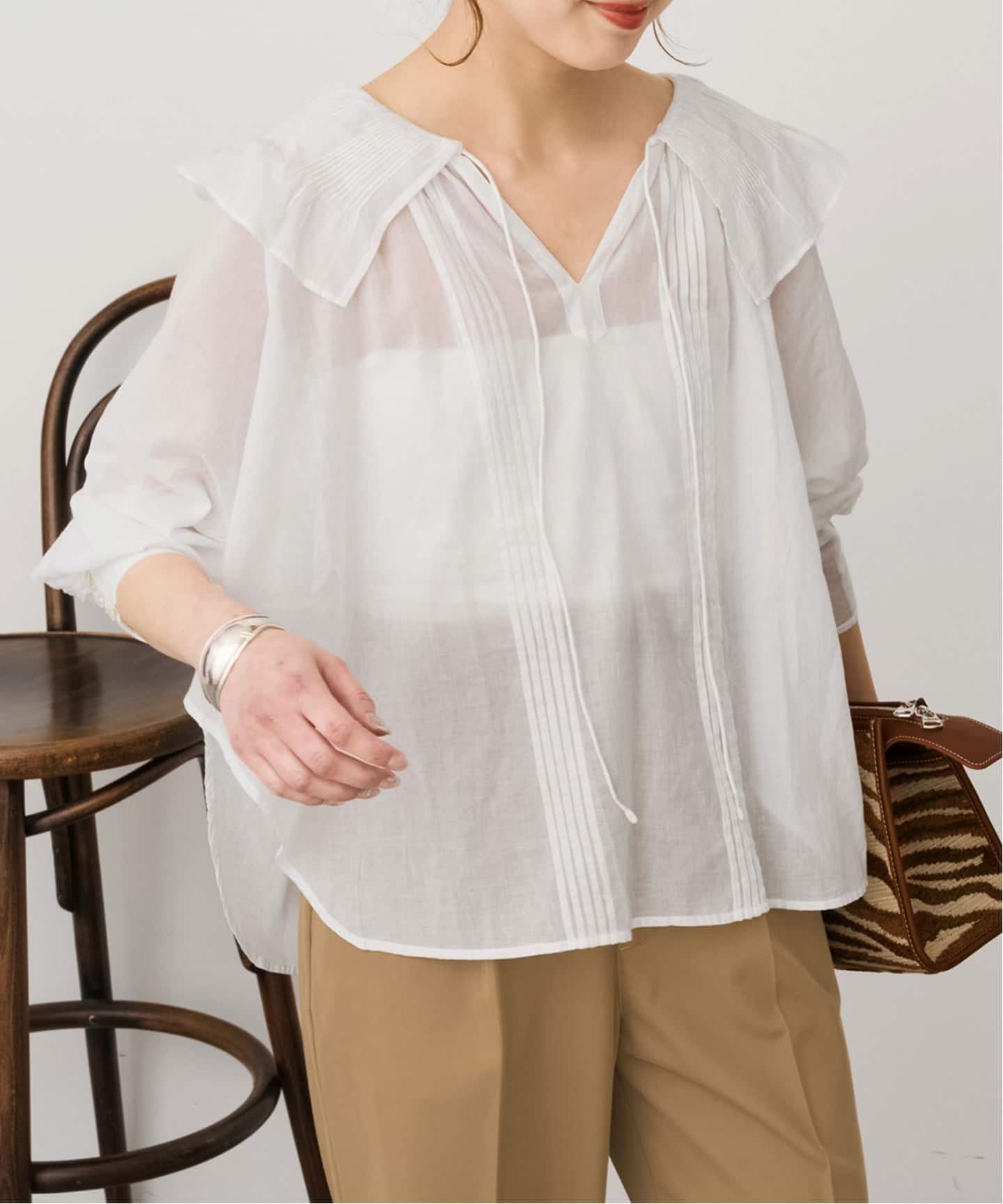 予約》ne Quittez pas / ヌキテパ 別注Frill Collar Blouse*（シャツ