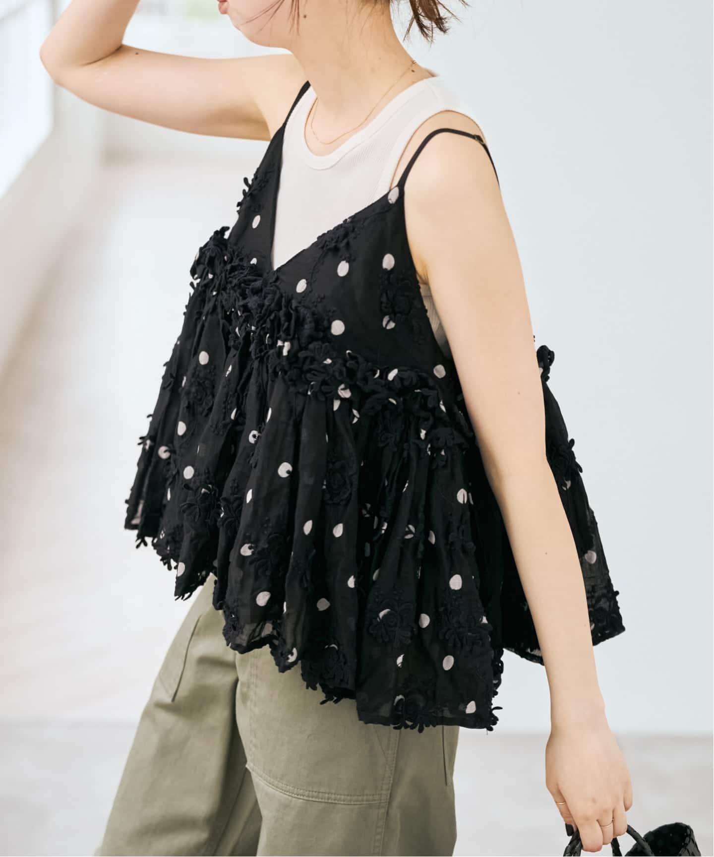 追加》crinkle crinkle crinkle 別注3D embroidery dot camisole