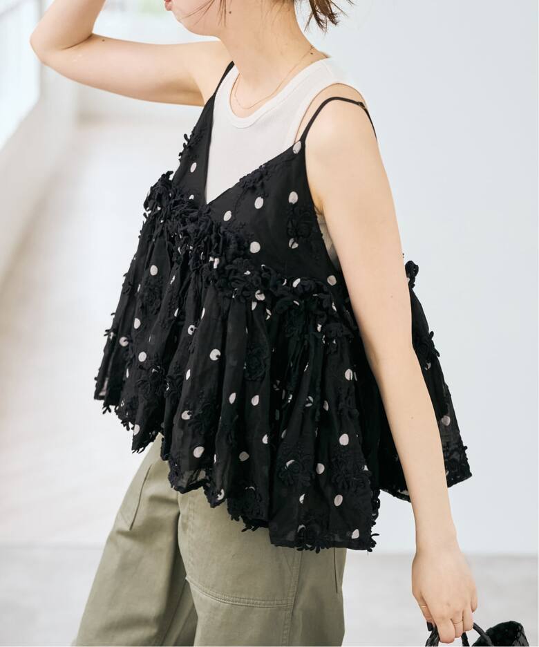 追加》crinkle crinkle crinkle 別注3D embroidery dot camisole 