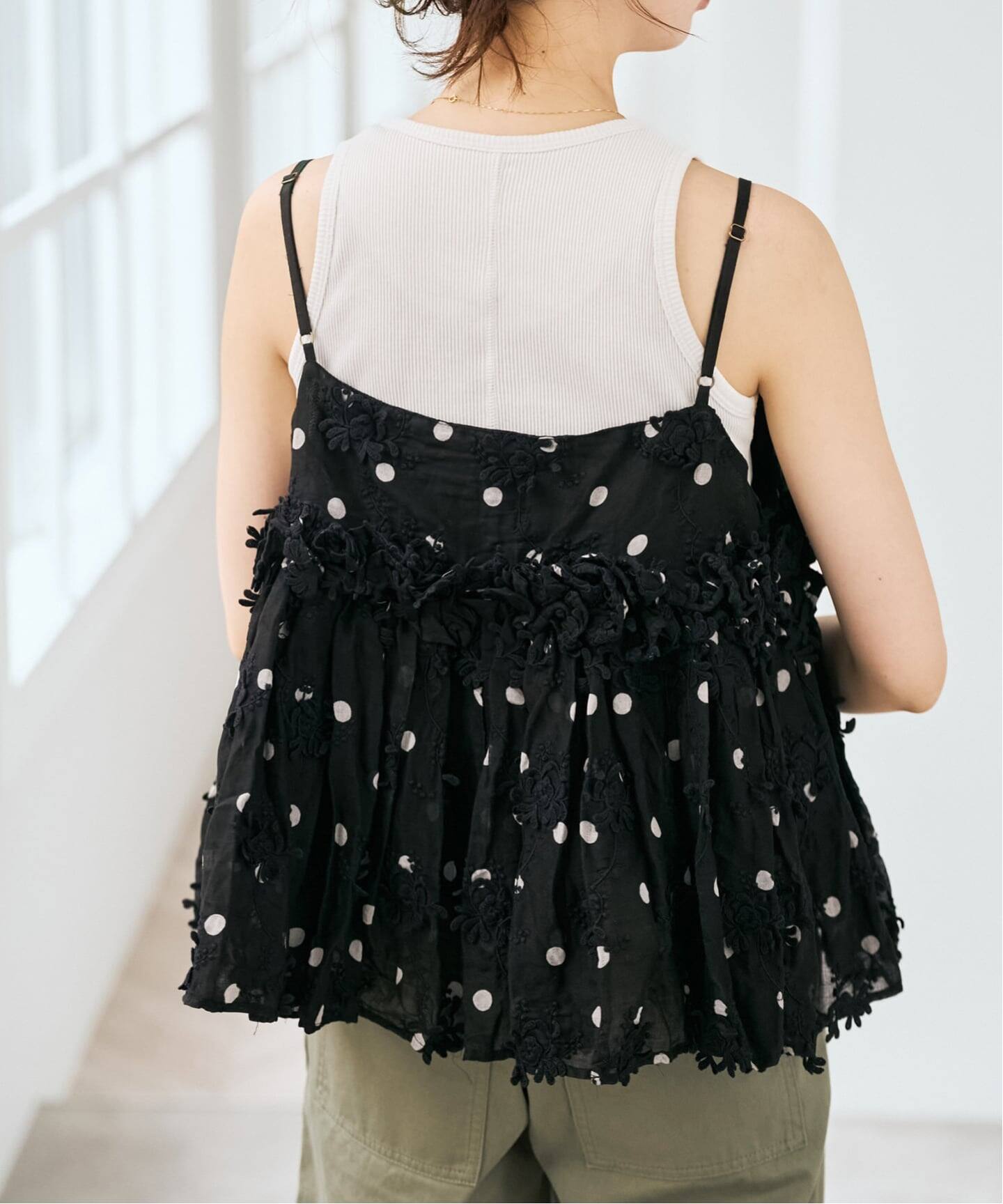 追加》crinkle crinkle crinkle 別注3D embroidery dot camisole 