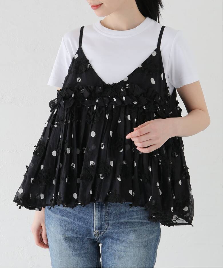 追加》crinkle crinkle crinkle 別注3D embroidery dot camisole 