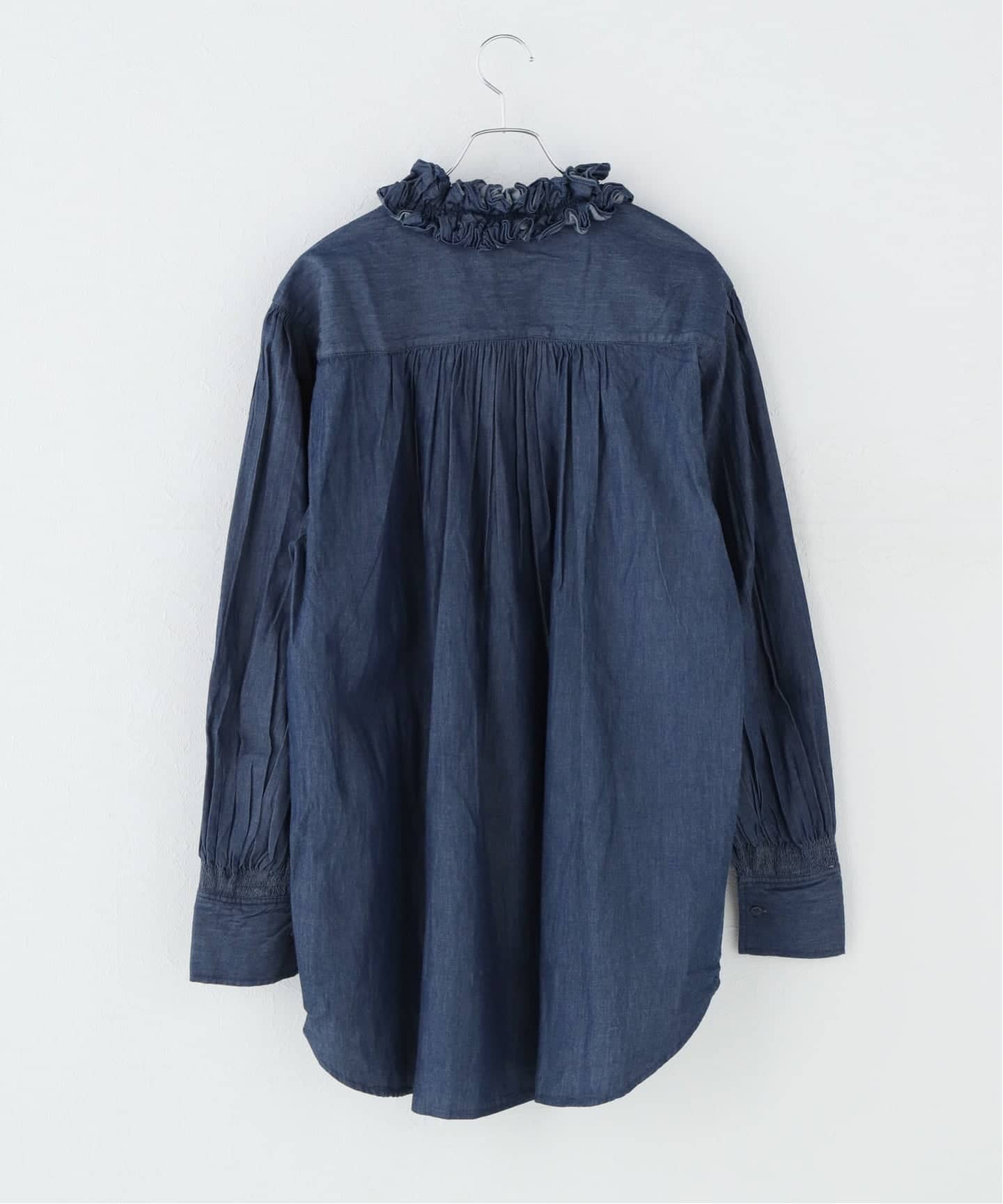 crinkle crinkle crinkle / indigo frill collar shirts（シャツ