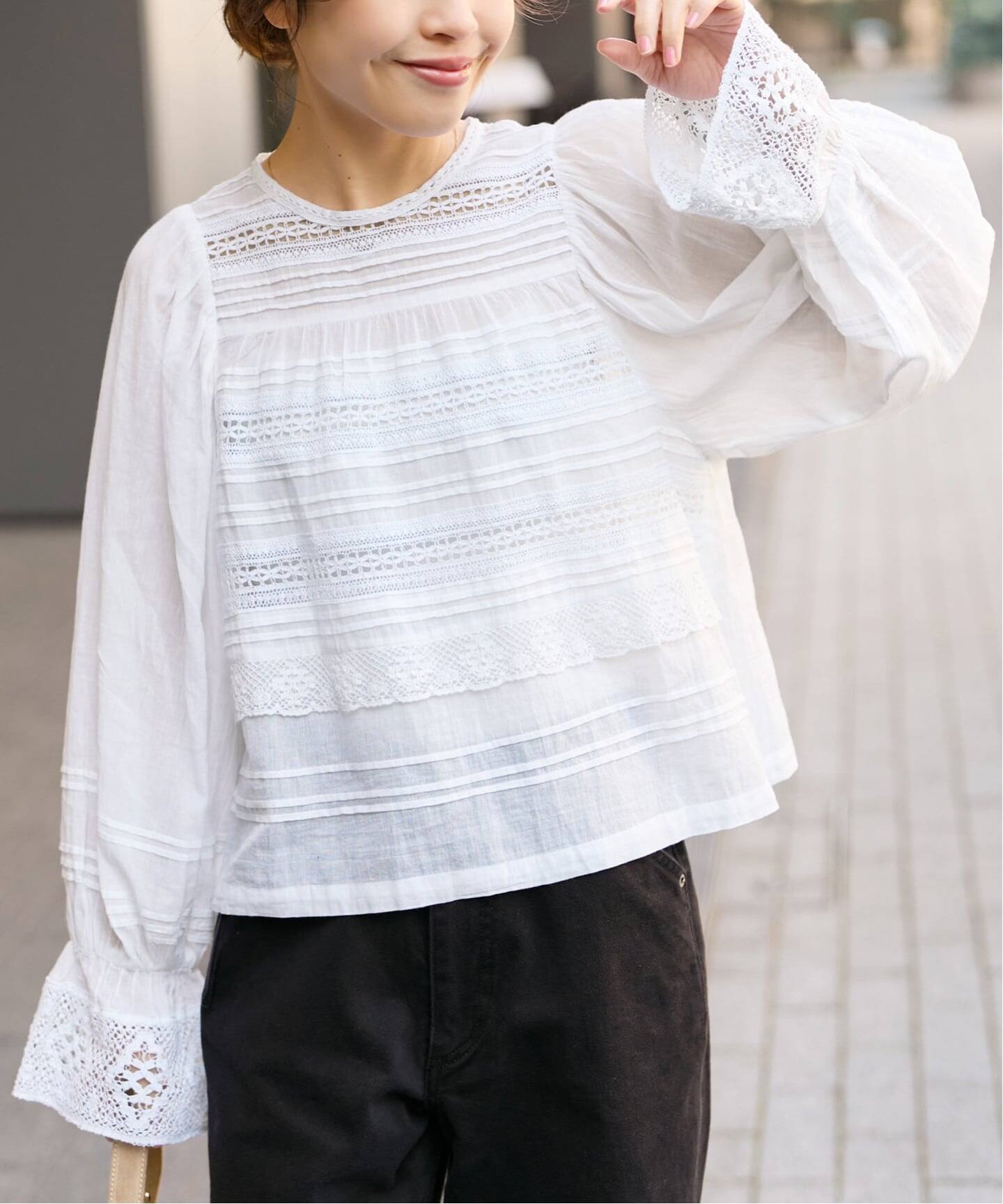 ne Quittez pas / ヌキテパ 別注Pintuck & Lace Blouse*（シャツ 