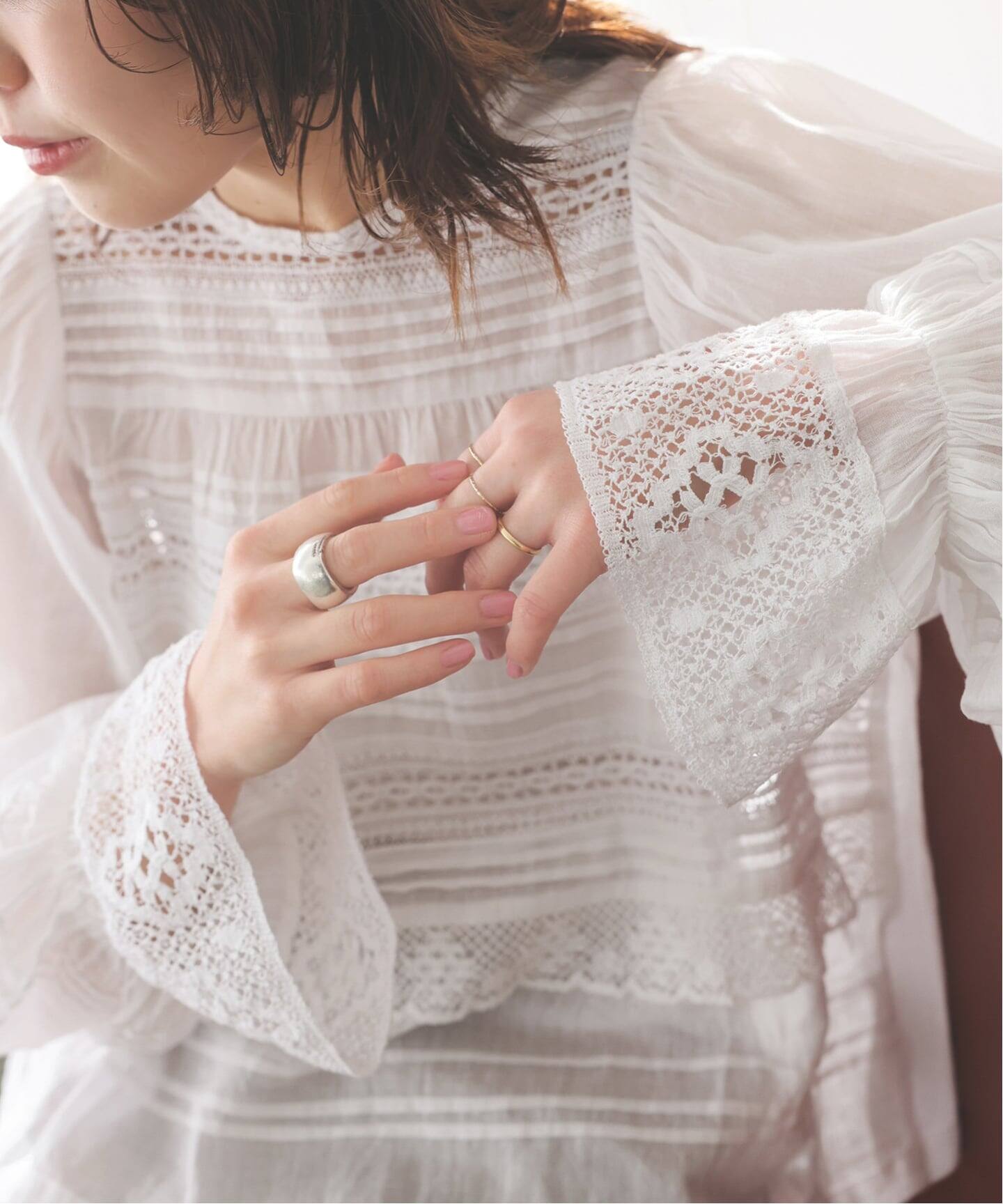 ne Quittez pas / ヌキテパ 別注Pintuck & Lace Blouse*（シャツ 
