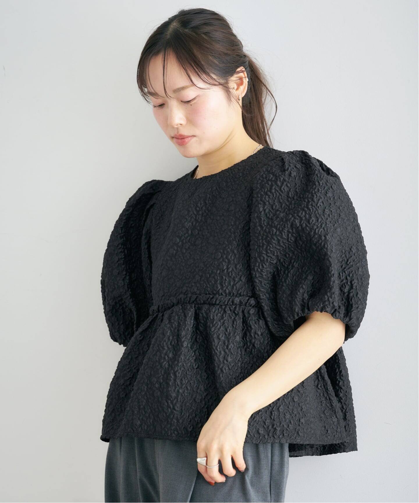 予約》フラワージャガードパフブラウス（シャツ／ブラウス）｜U by