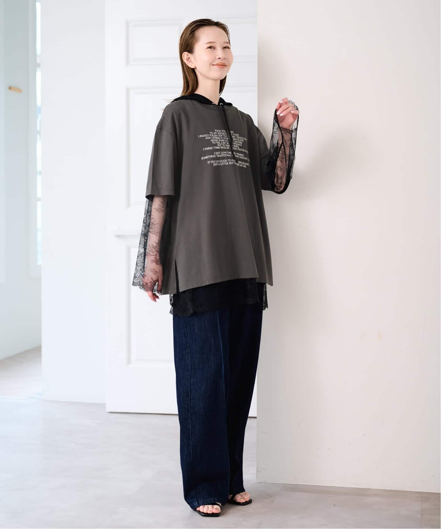 ARCHIVE STANCE/アーカイブスタンス lace hoodie（シャツ／ブラウス