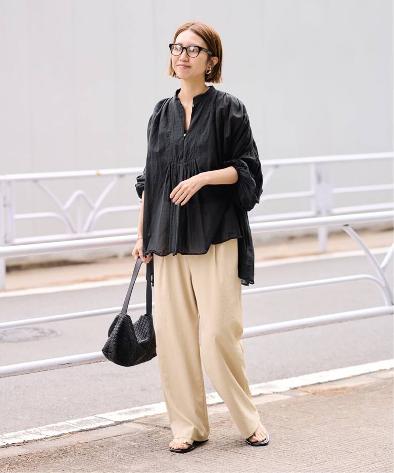 ≪一部店舗+WEB限定 / 追加≫コットンシフォンタックブラウス（シャツ 