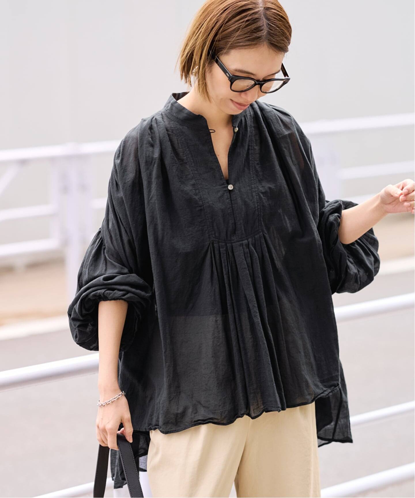 ≪一部店舗+WEB限定 / 追加≫コットンシフォンタックブラウス（シャツ 