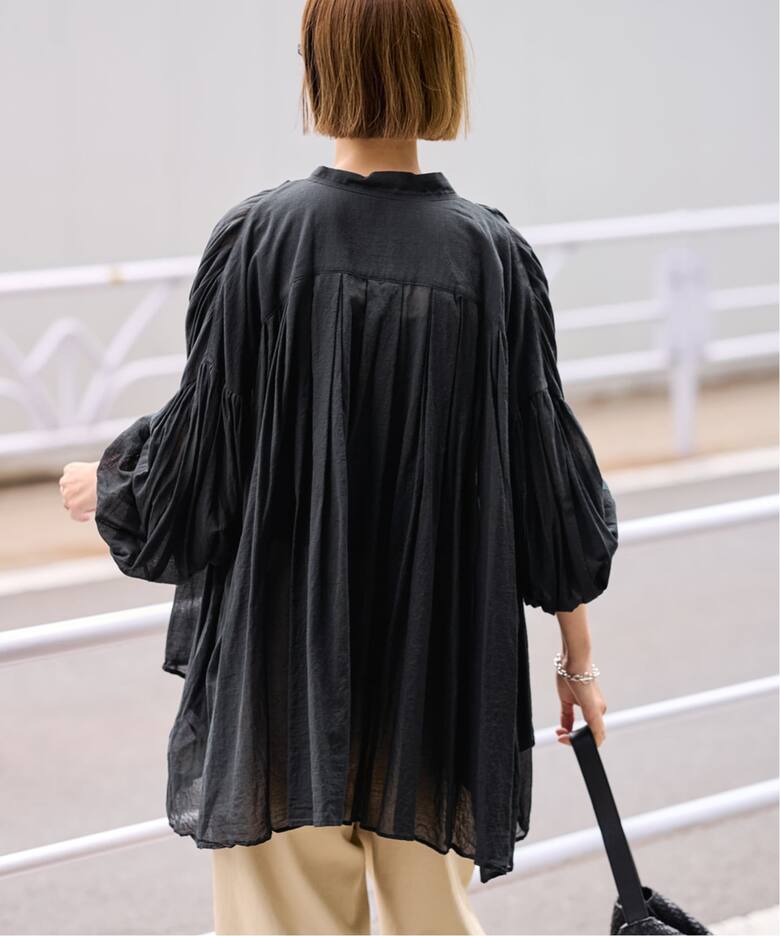 ≪一部店舗+WEB限定 / 追加≫コットンシフォンタックブラウス（シャツ 