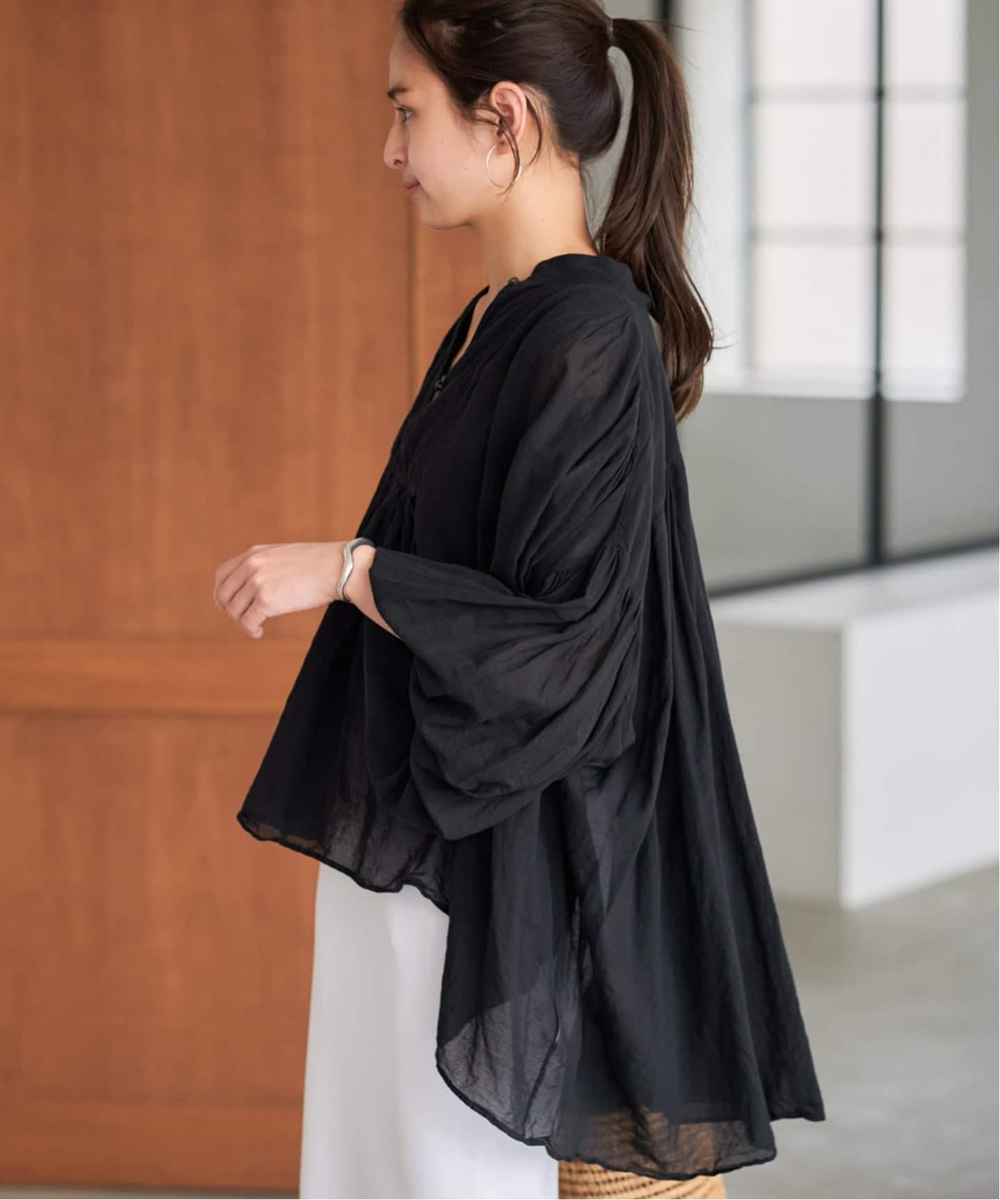 ≪一部店舗+WEB限定 / 追加≫コットンシフォンタックブラウス（シャツ