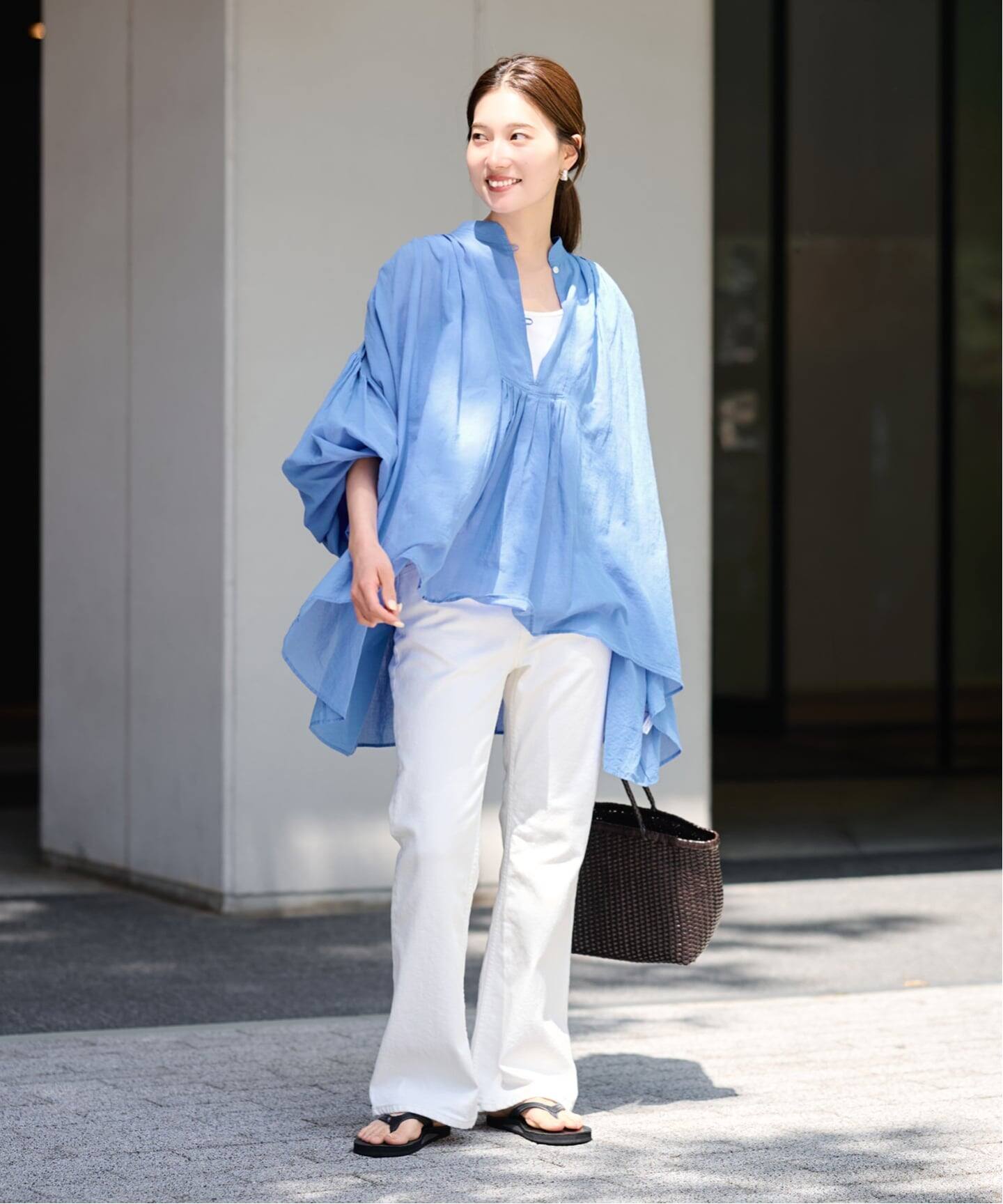 ≪一部店舗+WEB限定 / 追加≫コットンシフォンタックブラウス（シャツ