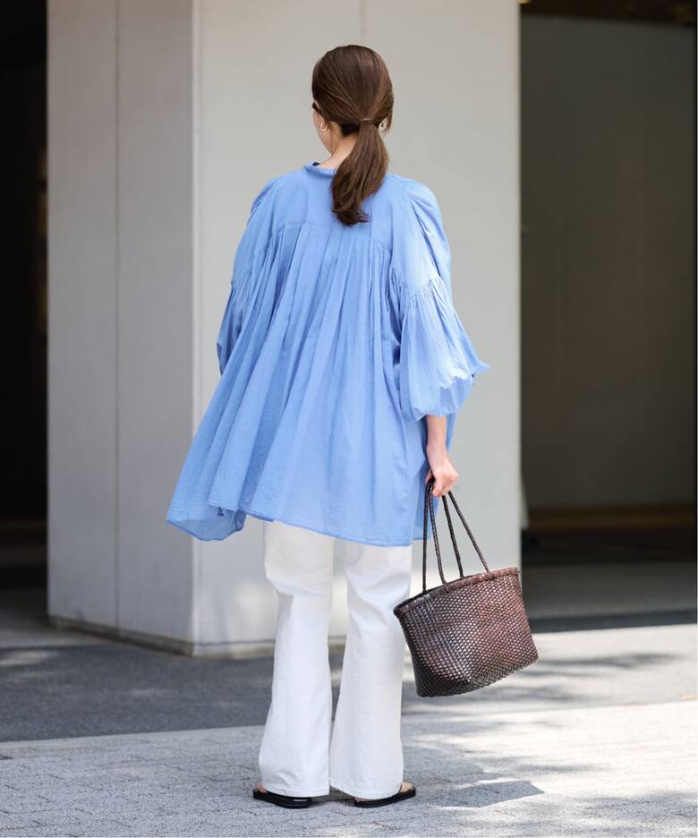 ≪一部店舗+WEB限定 / 追加≫コットンシフォンタックブラウス（シャツ 