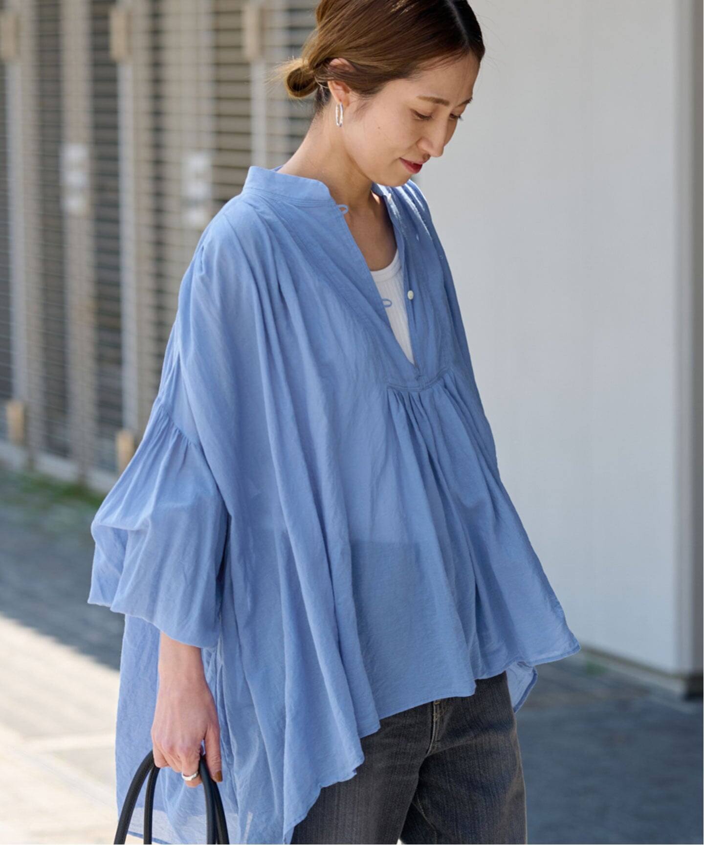 ≪一部店舗+WEB限定 / 追加≫コットンシフォンタックブラウス（シャツ 