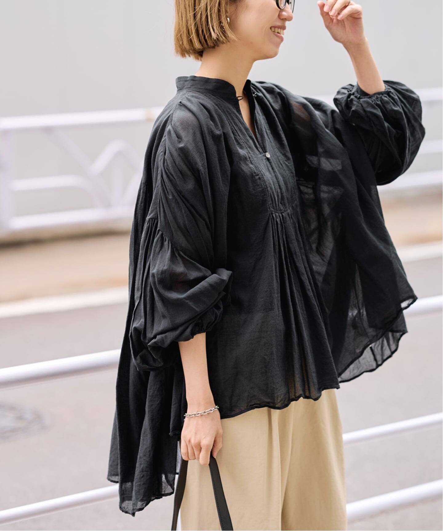 ≪一部店舗+WEB限定 / 追加≫コットンシフォンタックブラウス（シャツ 