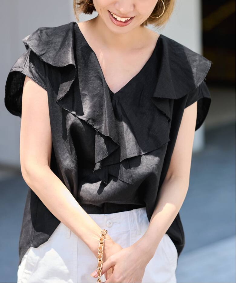 ≪WEB限定 / 追加≫フレンチリネンフリルプルオーバー（シャツ 