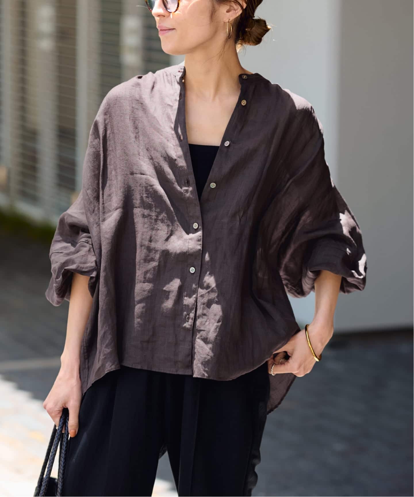 ≪WEB限定 / 追加≫ラミーランタンスリーブバンドカラー（シャツ