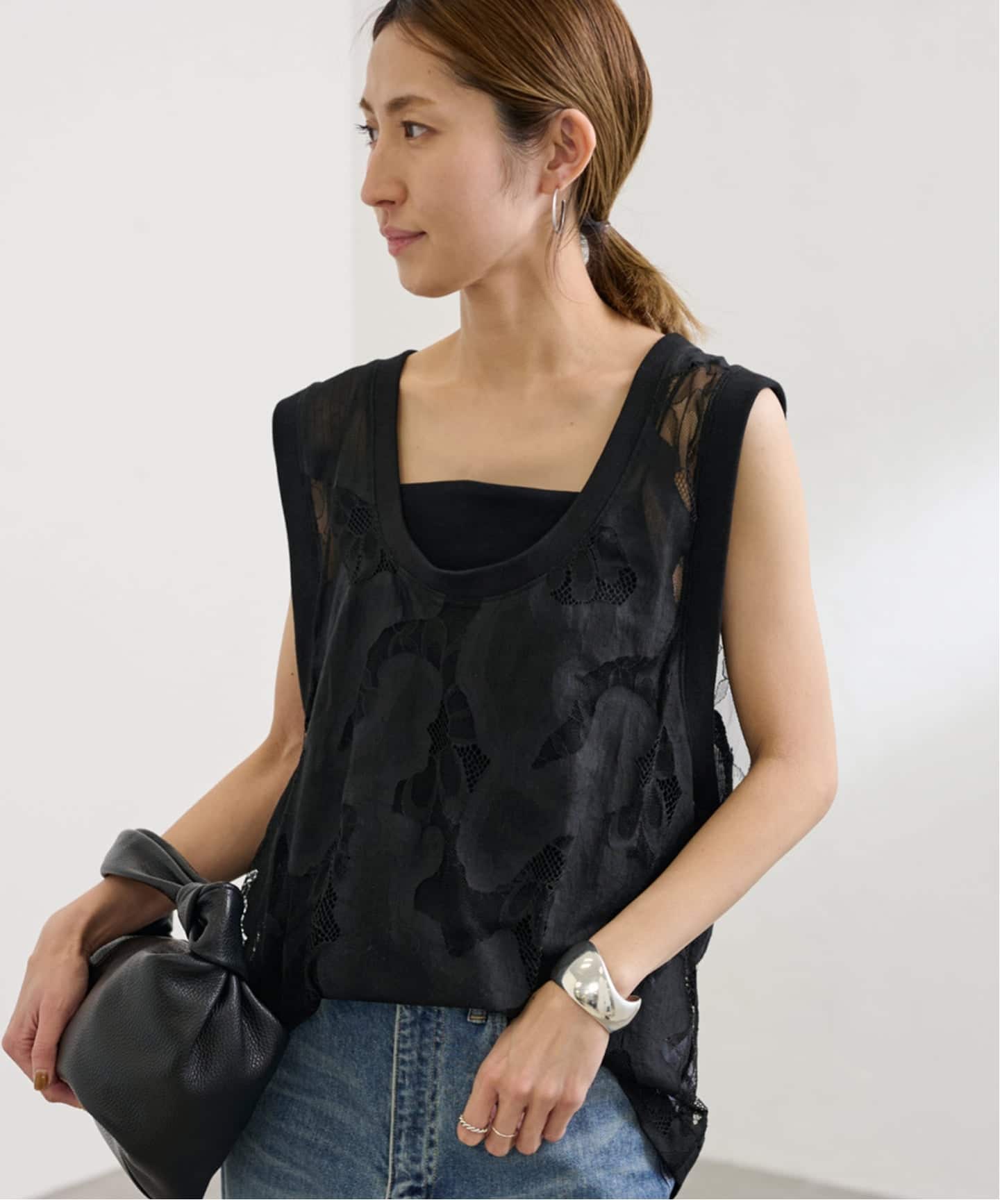 ≪追加予約≫ESTHE OVERSIZED SHEER LACE ベスト（シャツ／ブラウス
