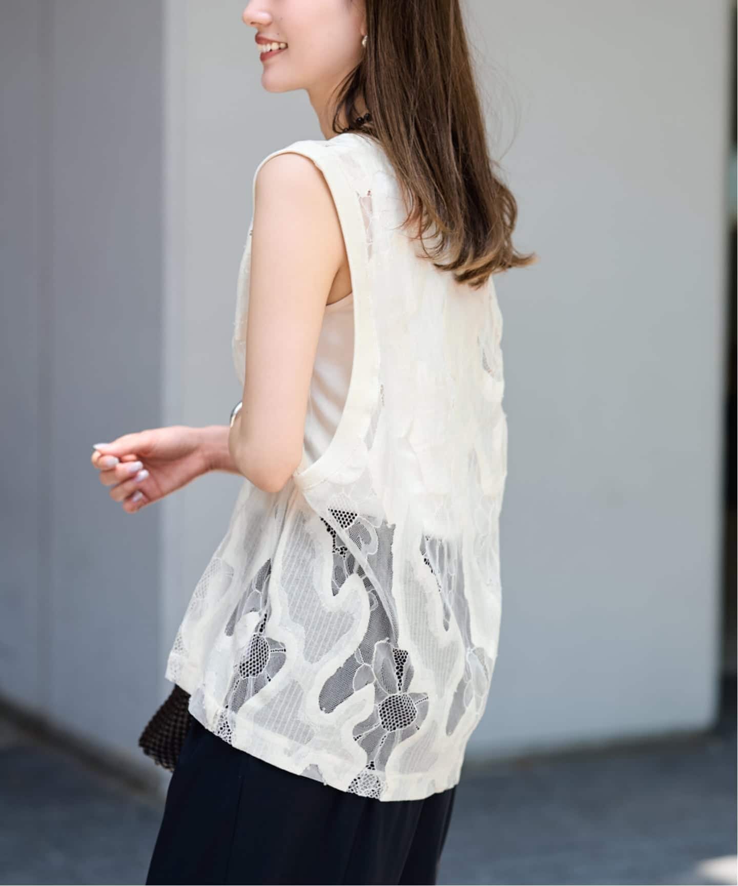 ≪追加予約≫ESTHE OVERSIZED SHEER LACE ベスト（シャツ／ブラウス