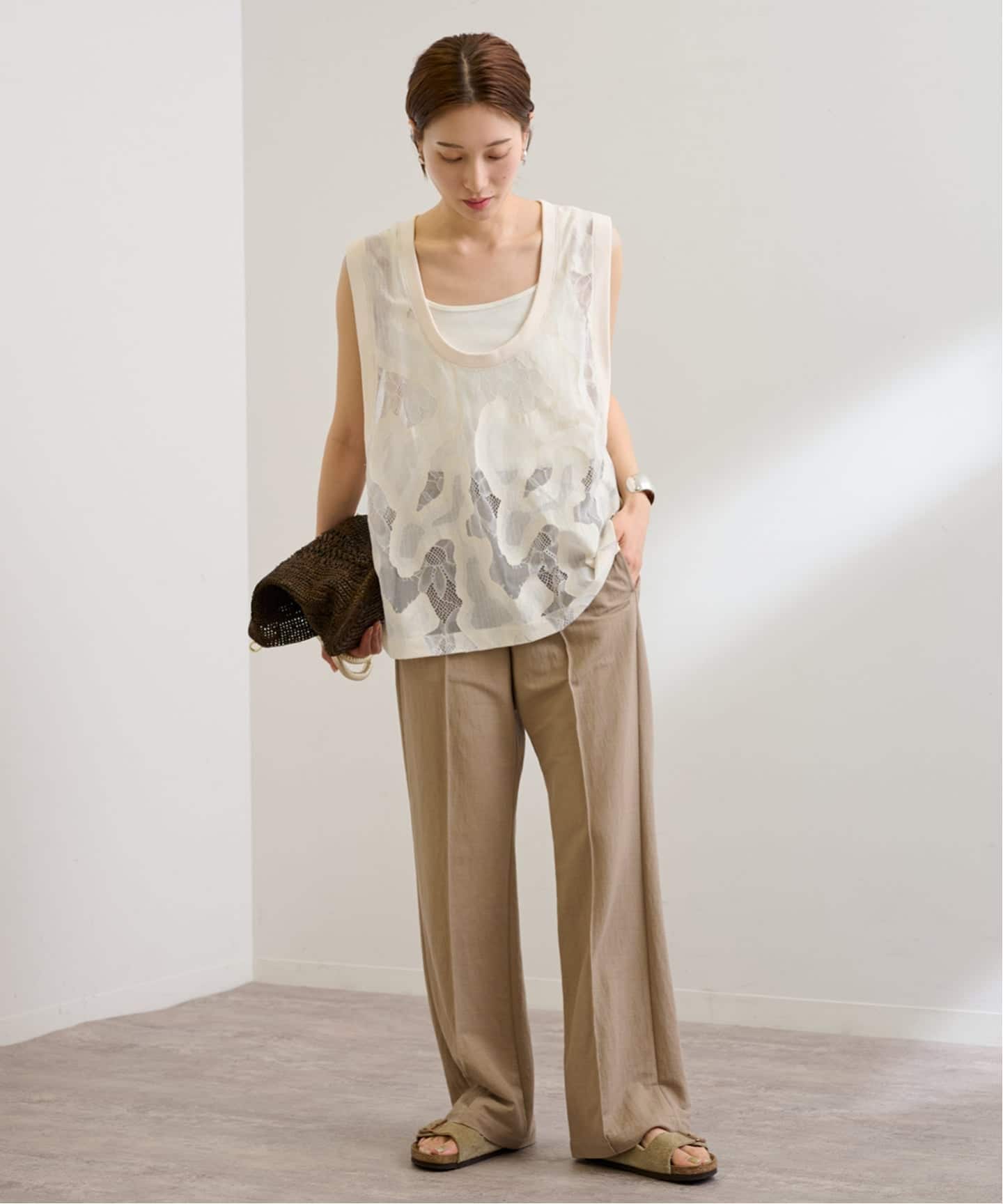 ≪追加≫ESTHE OVERSIZED SHEER LACE ベスト（シャツ／ブラウス
