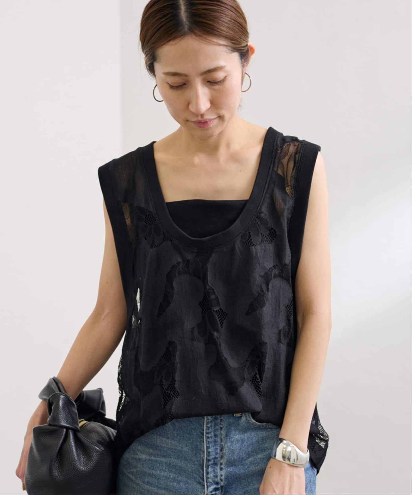 ≪追加予約≫ESTHE OVERSIZED SHEER LACE ベスト（シャツ／ブラウス