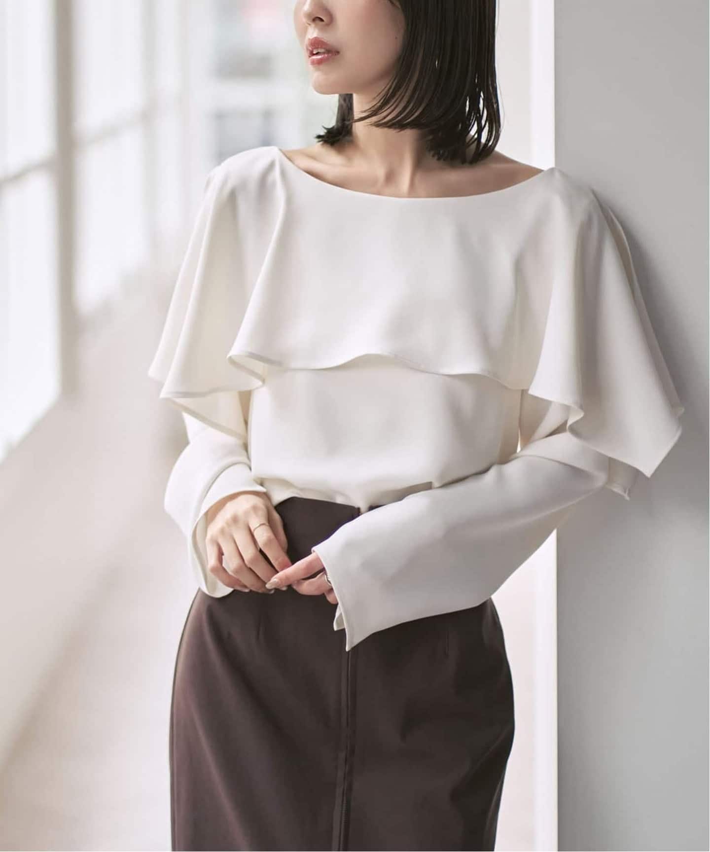 スリットケープブラウス（シャツ／ブラウス）｜NOBLE（ノーブル）の