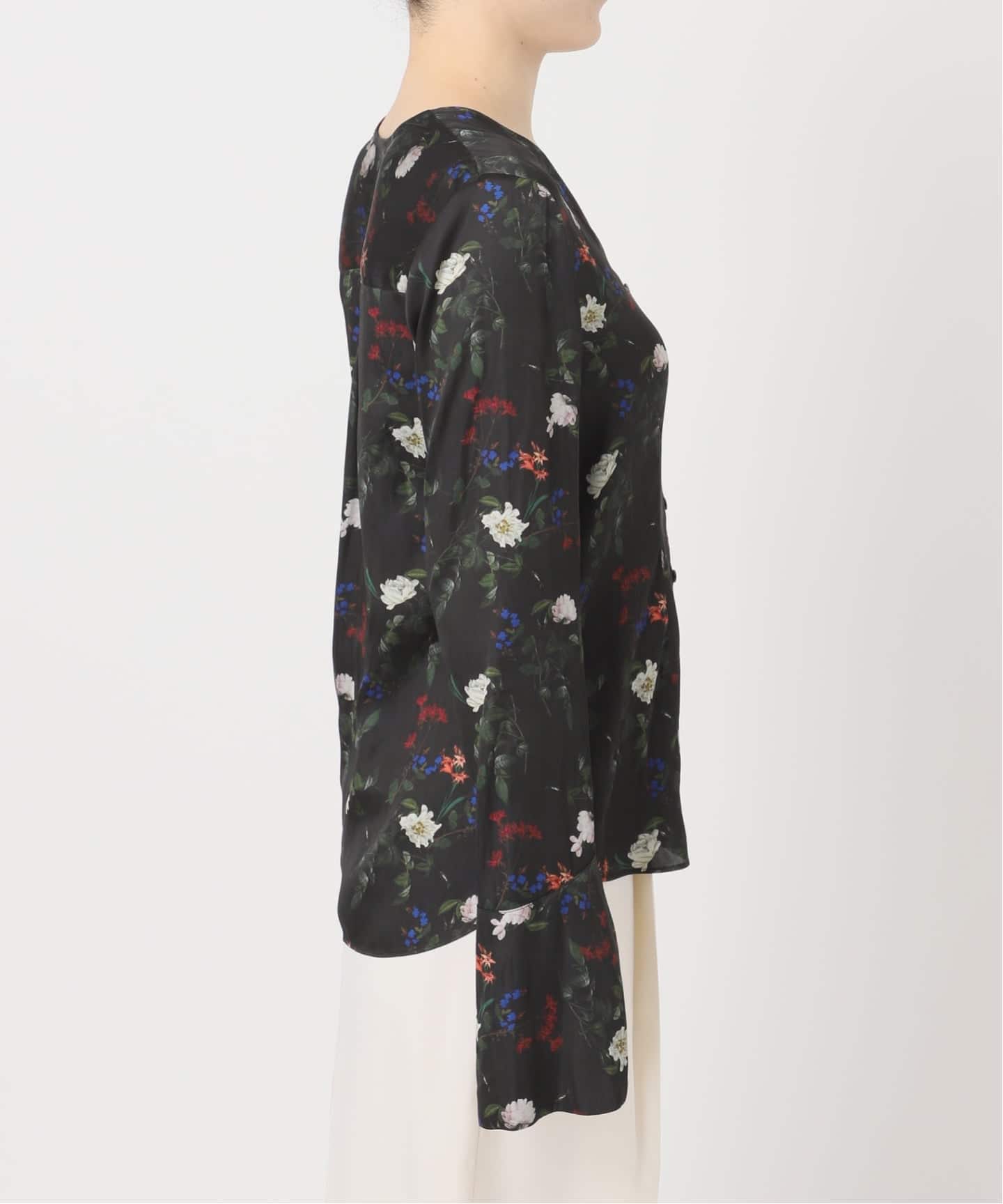 フラワープリントスリットスリーブブラウス（シャツ／ブラウス