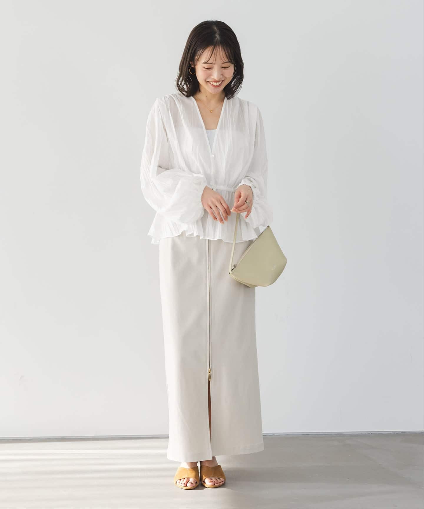 予約》ランダムプリーツペプラムブラウス（シャツ／ブラウス）｜NOBLE