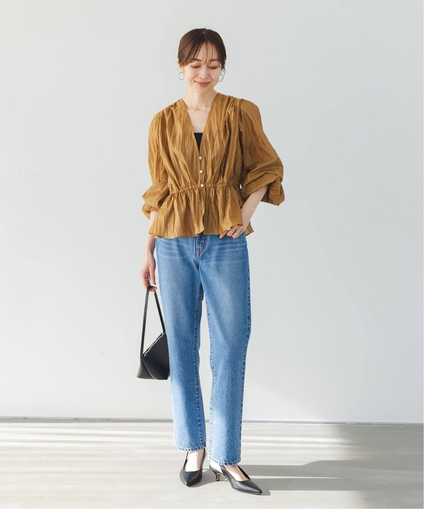 予約》ランダムプリーツペプラムブラウス（シャツ／ブラウス）｜NOBLE