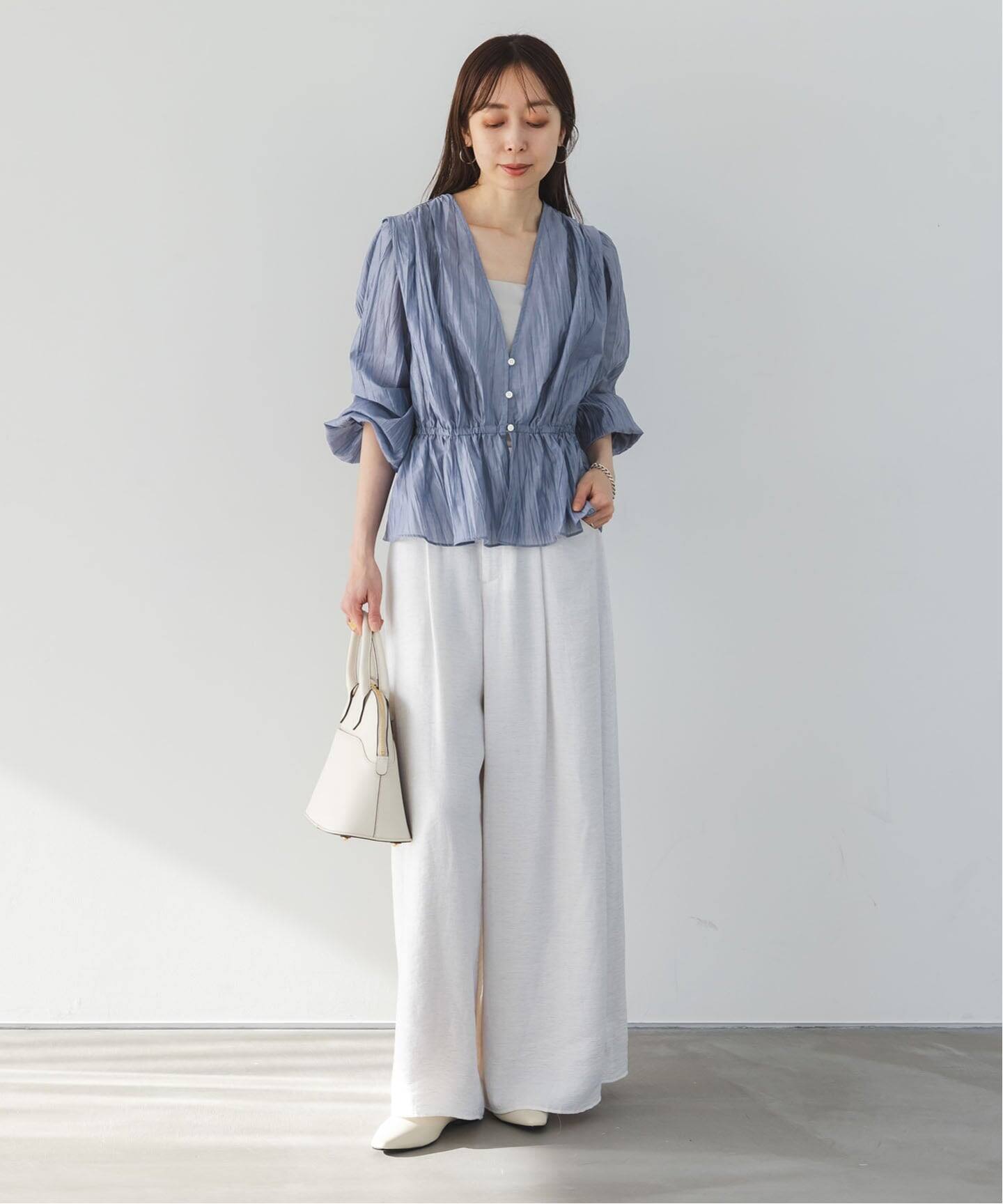 予約》ランダムプリーツペプラムブラウス（シャツ／ブラウス）｜NOBLE
