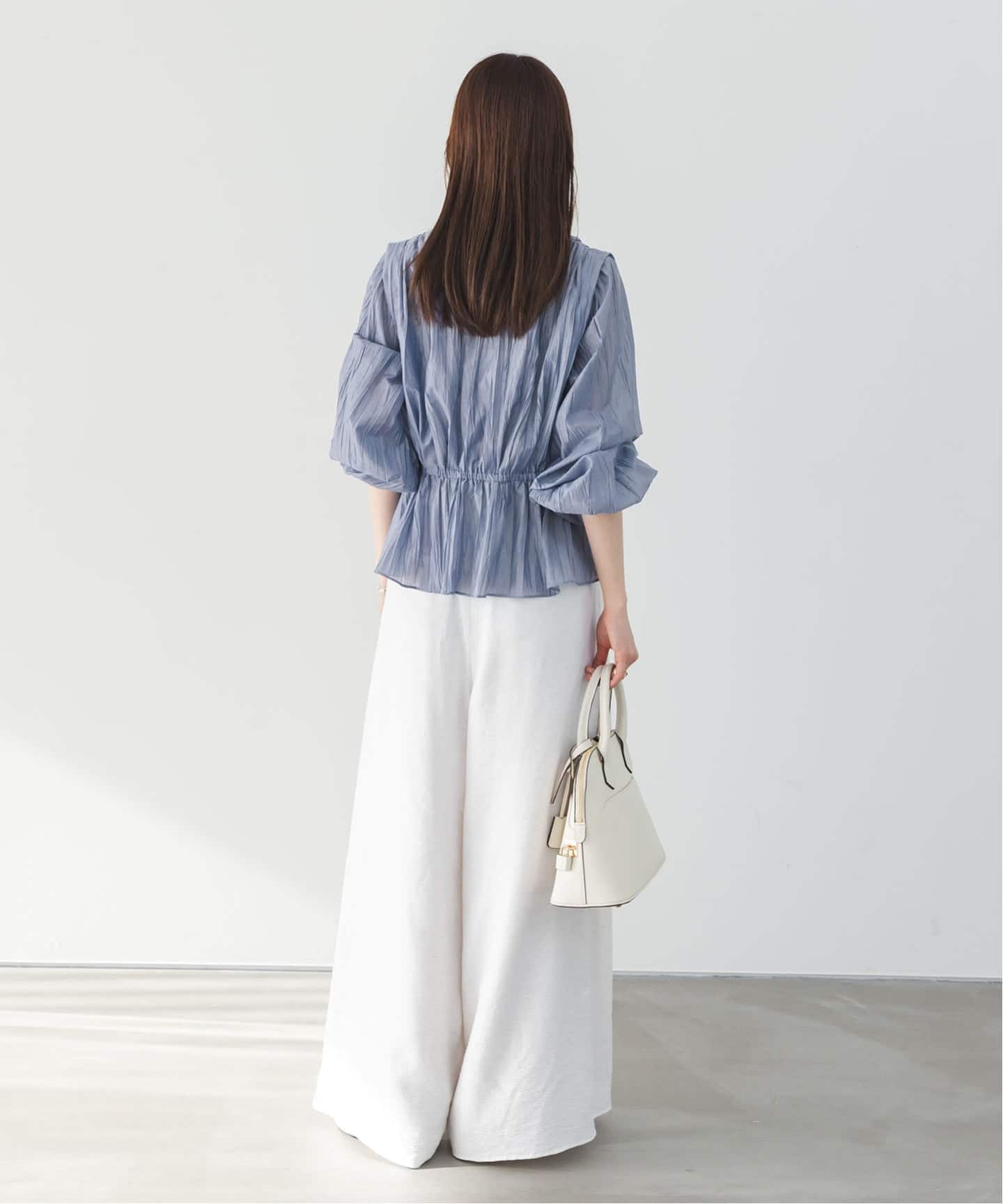【きつねこ】NOBLE ノーブル ラッフルヘムブラウス 38 ホワイト ウォッシャブルラッフルカラーブラウス | NOLLEY'S(ノーリーズ