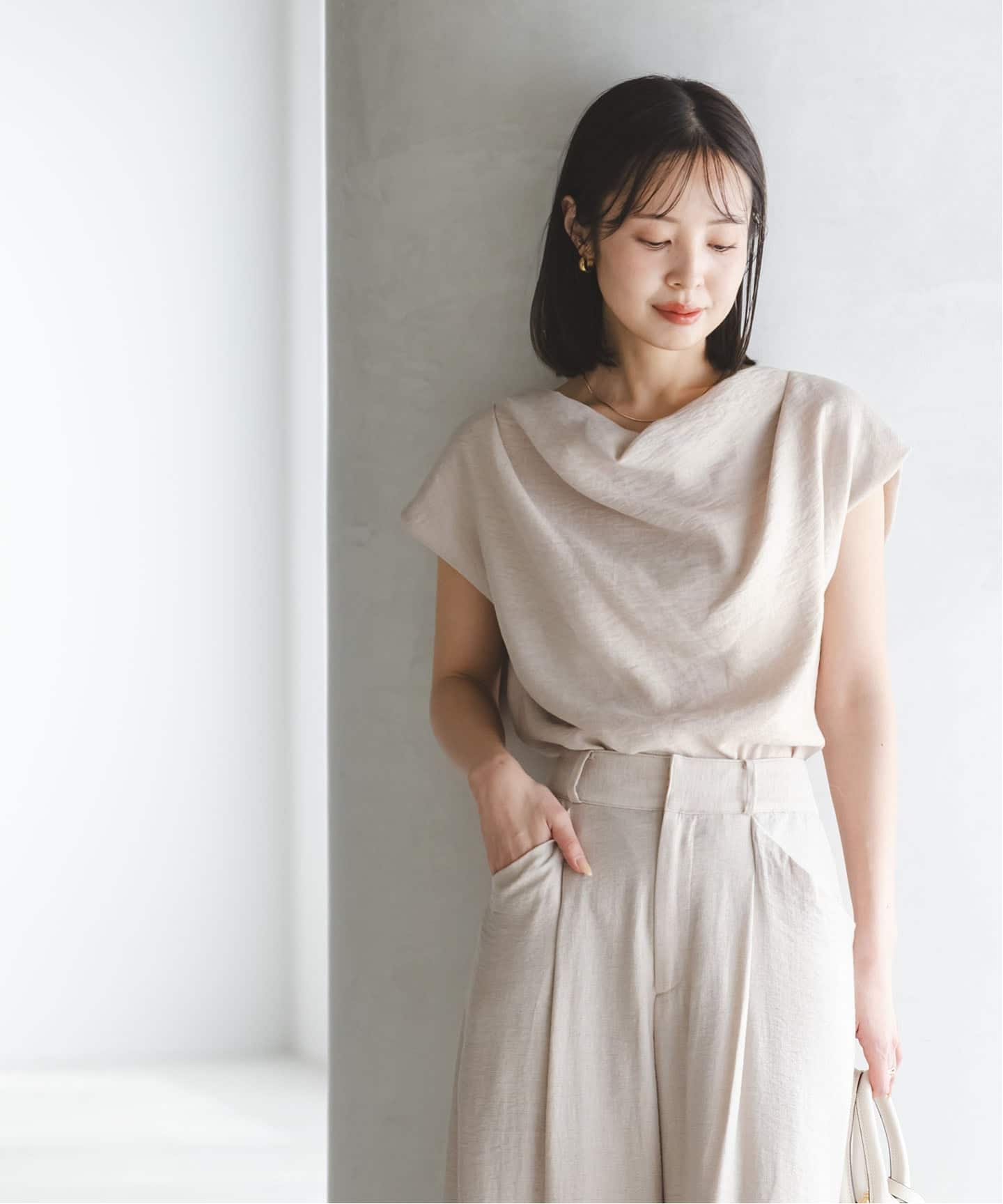 予約》ファジーリネンタックショルダーブラウス（シャツ／ブラウス