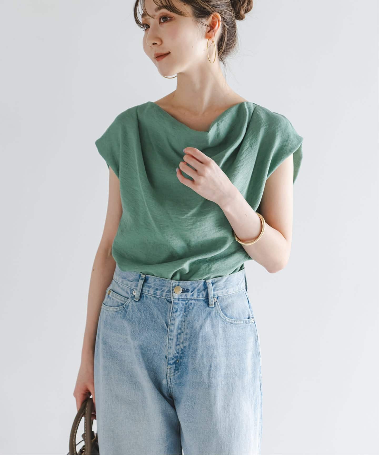 予約》ファジーリネンタックショルダーブラウス（シャツ／ブラウス