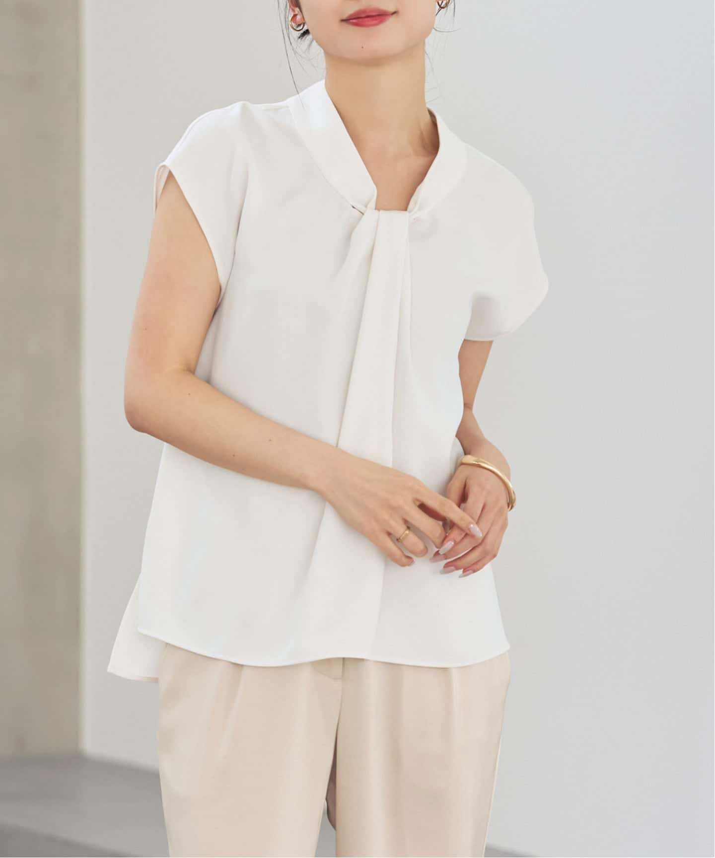 予約》ボウタイライクノースリブラウス（シャツ／ブラウス）｜NOBLE