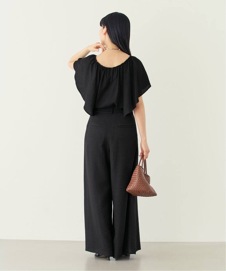 NOBLE ファジーリネンラッフルブラウス ホワイト リネン混 24SS✨美品 