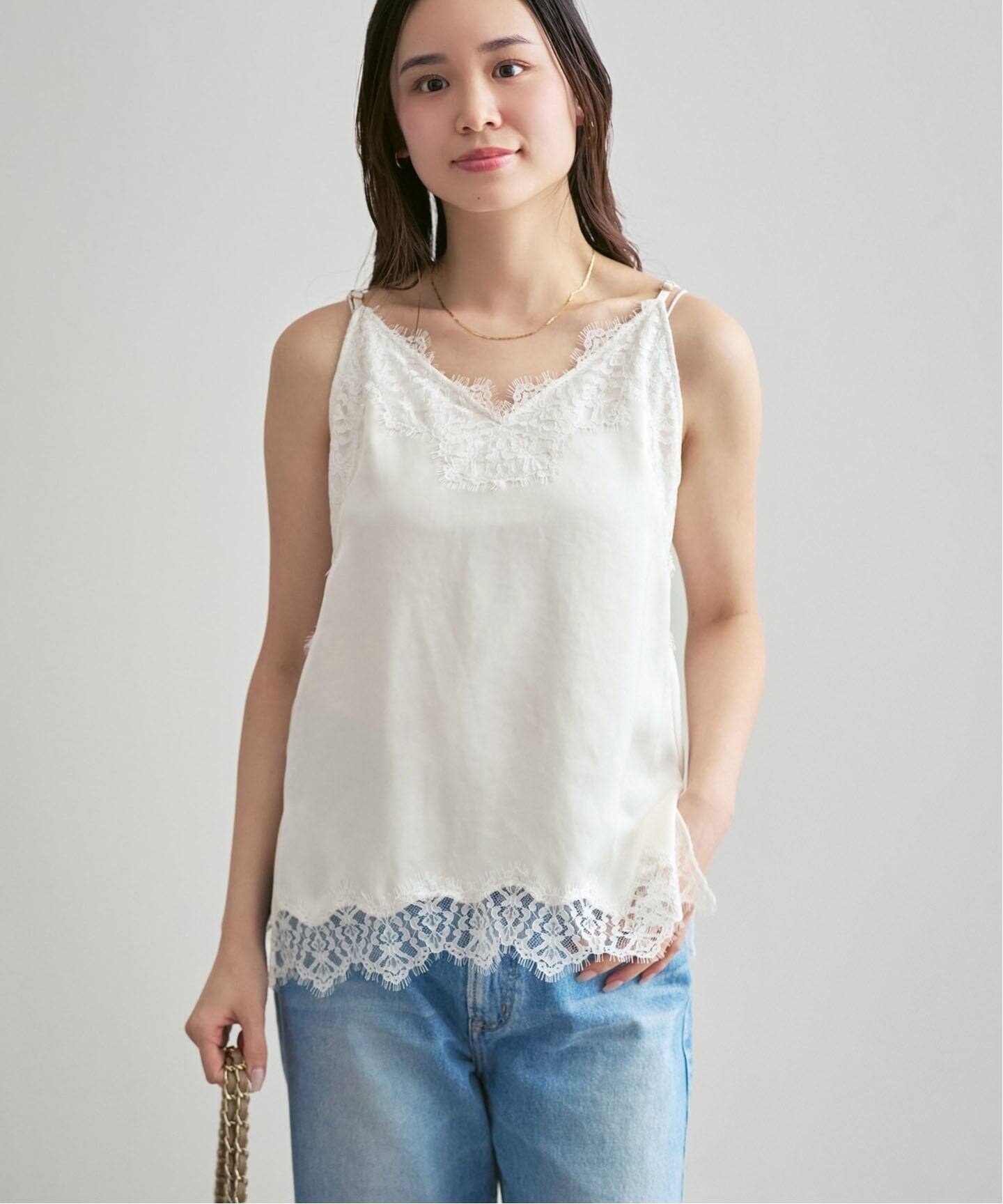 追加予約》リバーレーストリミングサテンキャミソール3（キャミソール