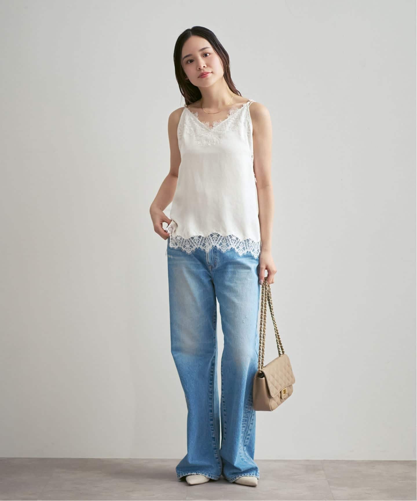 追加予約》リバーレーストリミングサテンキャミソール3（キャミソール