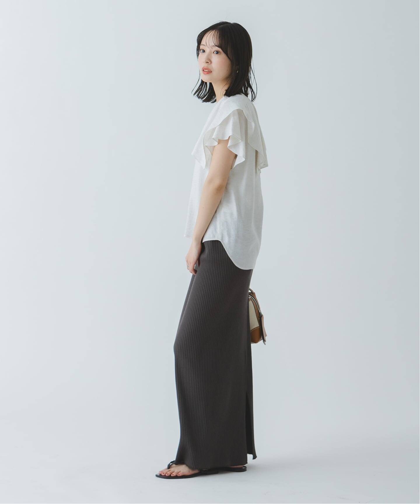 WEB限定追加》【洗える】ファジーリネンスクエアケープブラウス