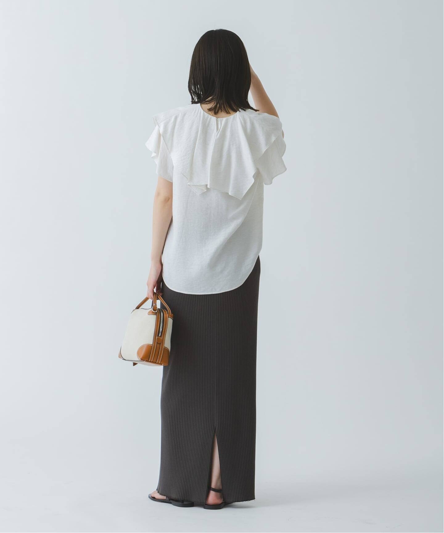 WEB限定追加》【洗える】ファジーリネンスクエアケープブラウス 