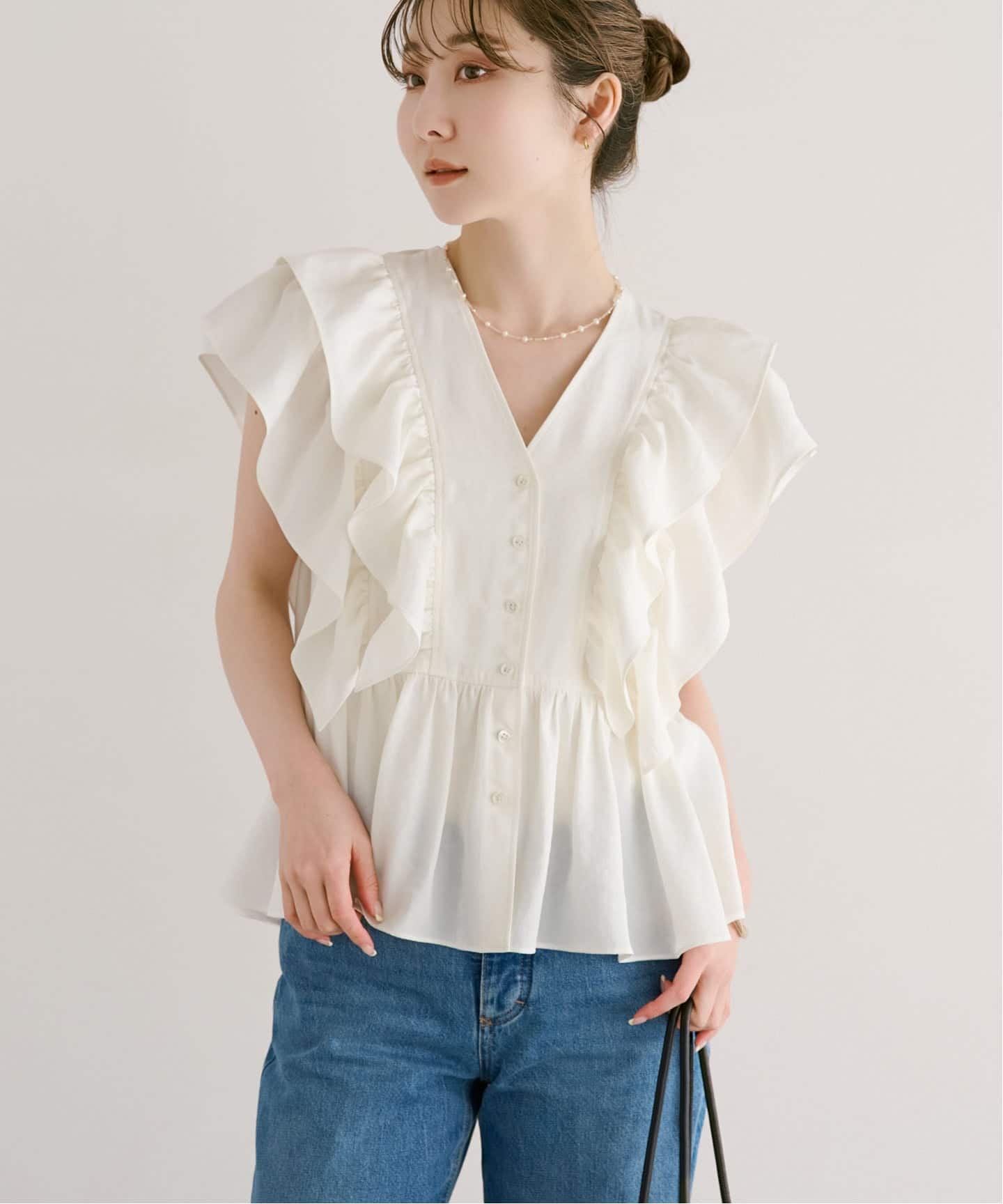 追加》【洗える】ウォーターエッジフリルブラウス（シャツ／ブラウス