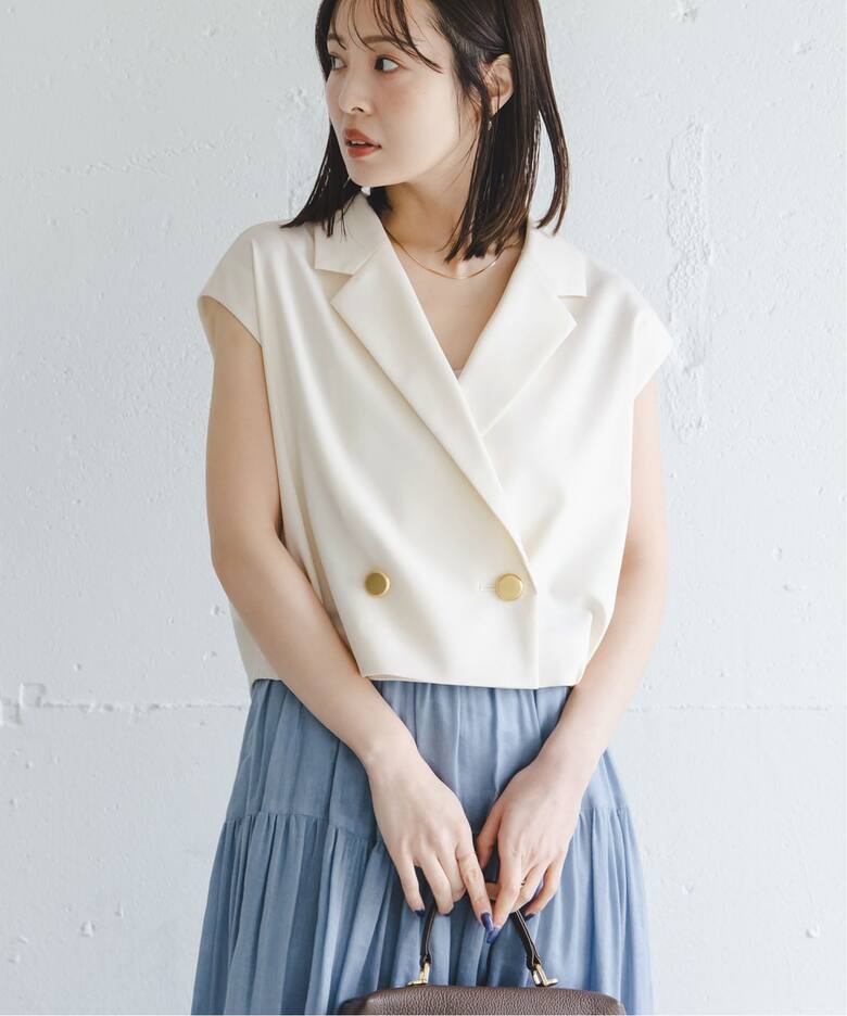 セットアップ対応》エステルツイルショートジレブラウス（シャツ 