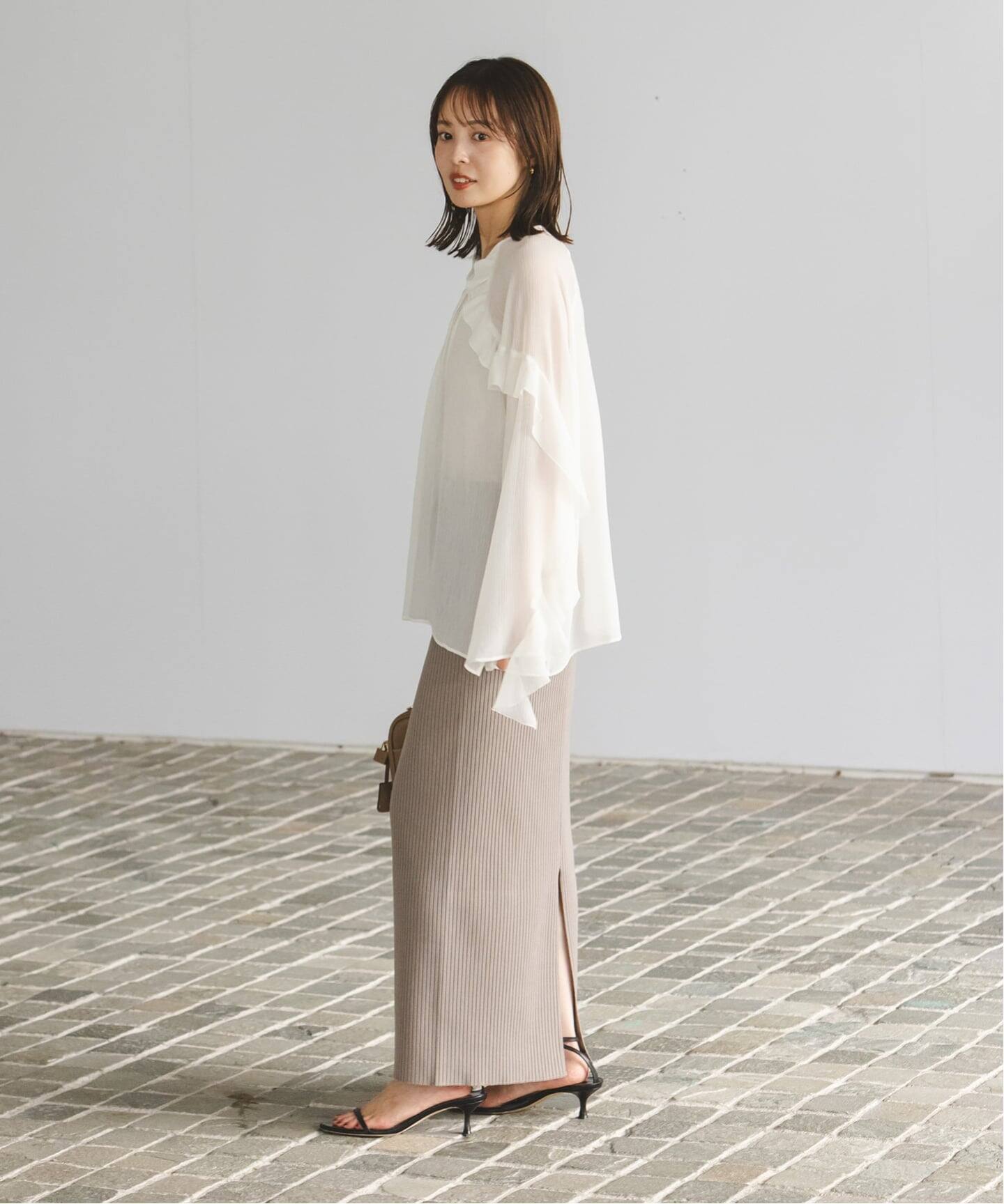 WEB&ルミネ新宿店限定追加》【NOBLE×L'AUBE BLANC】楊柳フリル梯子刺繍