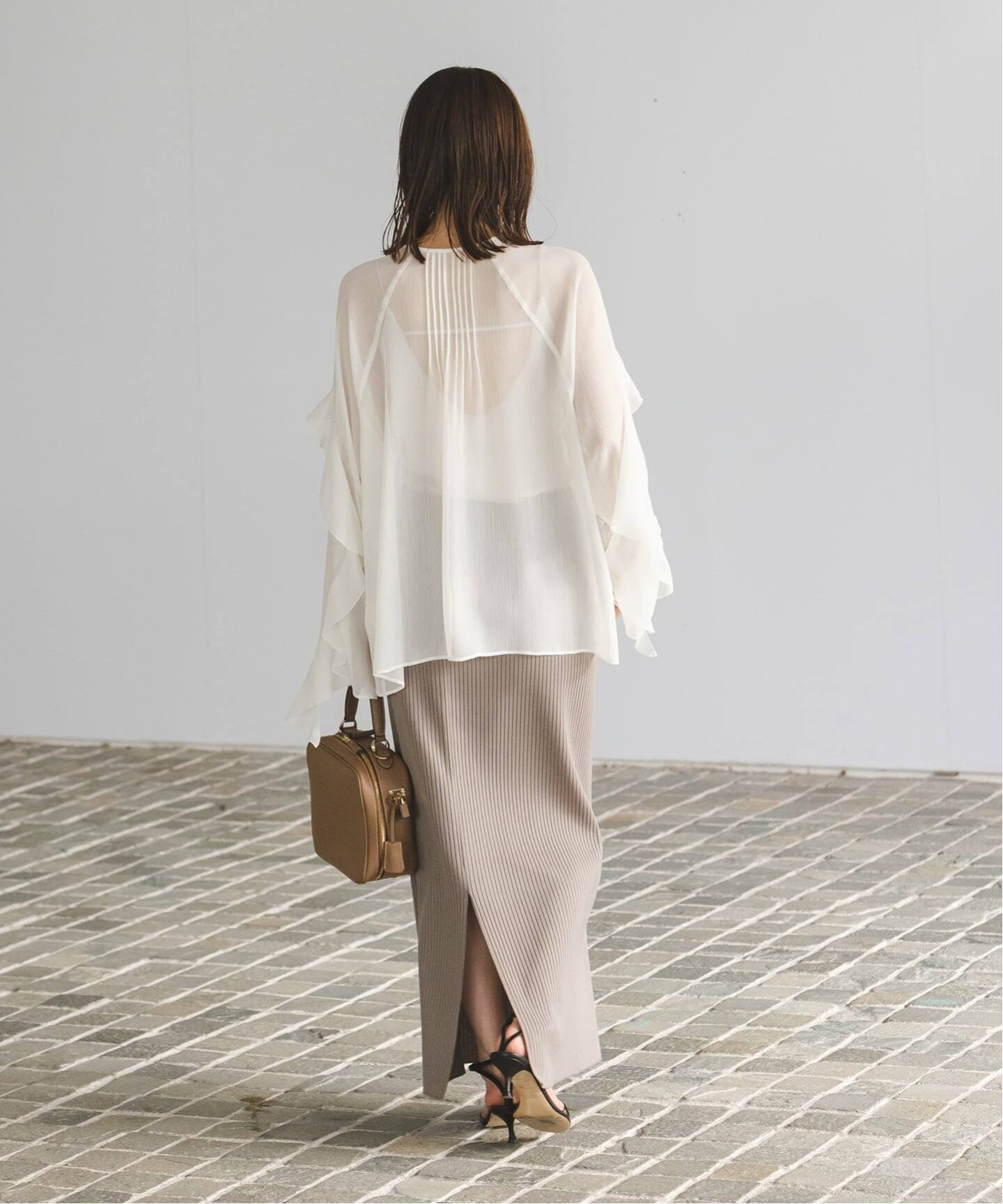 NOBLE×L’AUBE BLANC 楊柳フリル梯子刺繍ブラウス WEB&ルミネ新宿店限定追加》【NOBLE×L'AUBE BLANC】楊柳フリル梯子刺繍