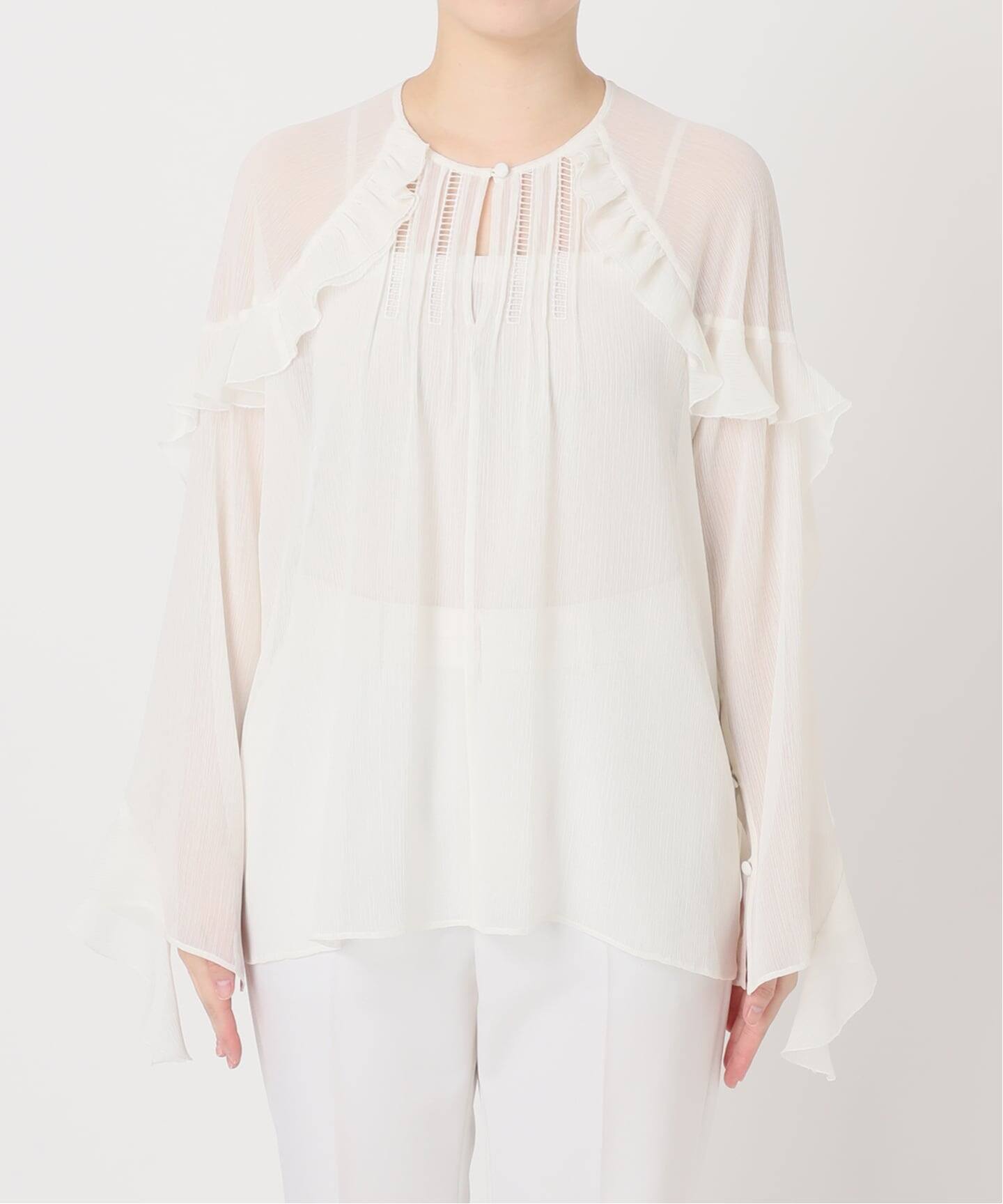 WEB&ルミネ新宿店限定追加》【NOBLE×L'AUBE BLANC】楊柳フリル梯子刺繍