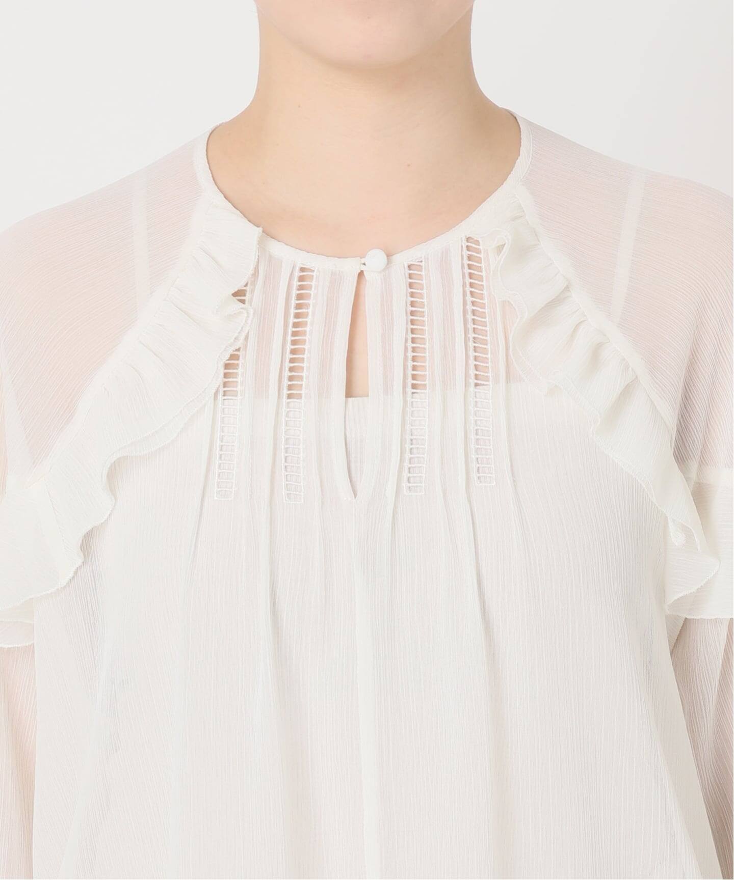 WEB&ルミネ新宿店限定追加》【NOBLE×L'AUBE BLANC】楊柳フリル梯子刺繍